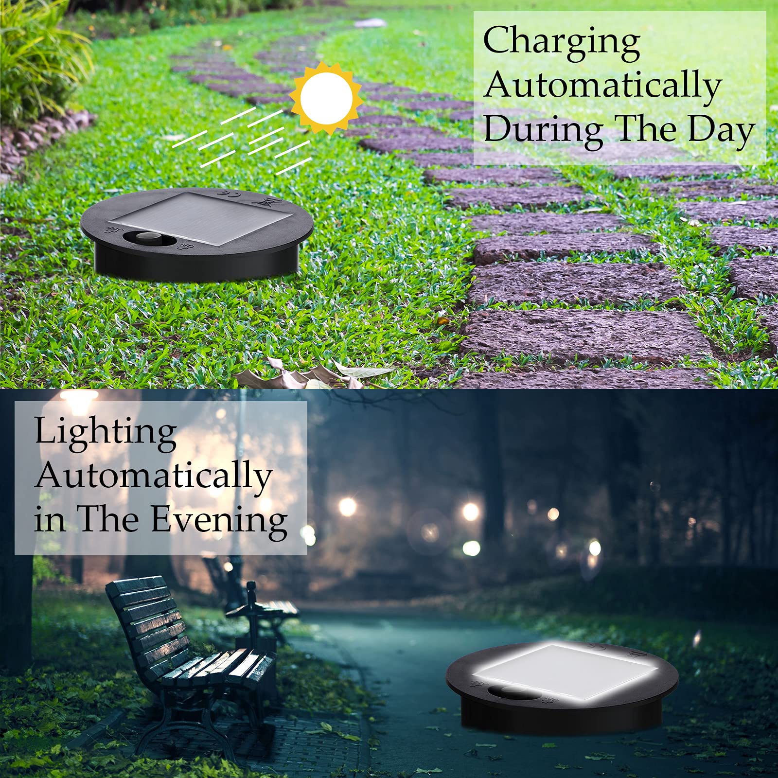 Frienda Solar Light Tops, 4 Pieces, Waterproof Decorative, 3.35 Inch Diameter, Black Warm Light, Model Frienda-KEE558