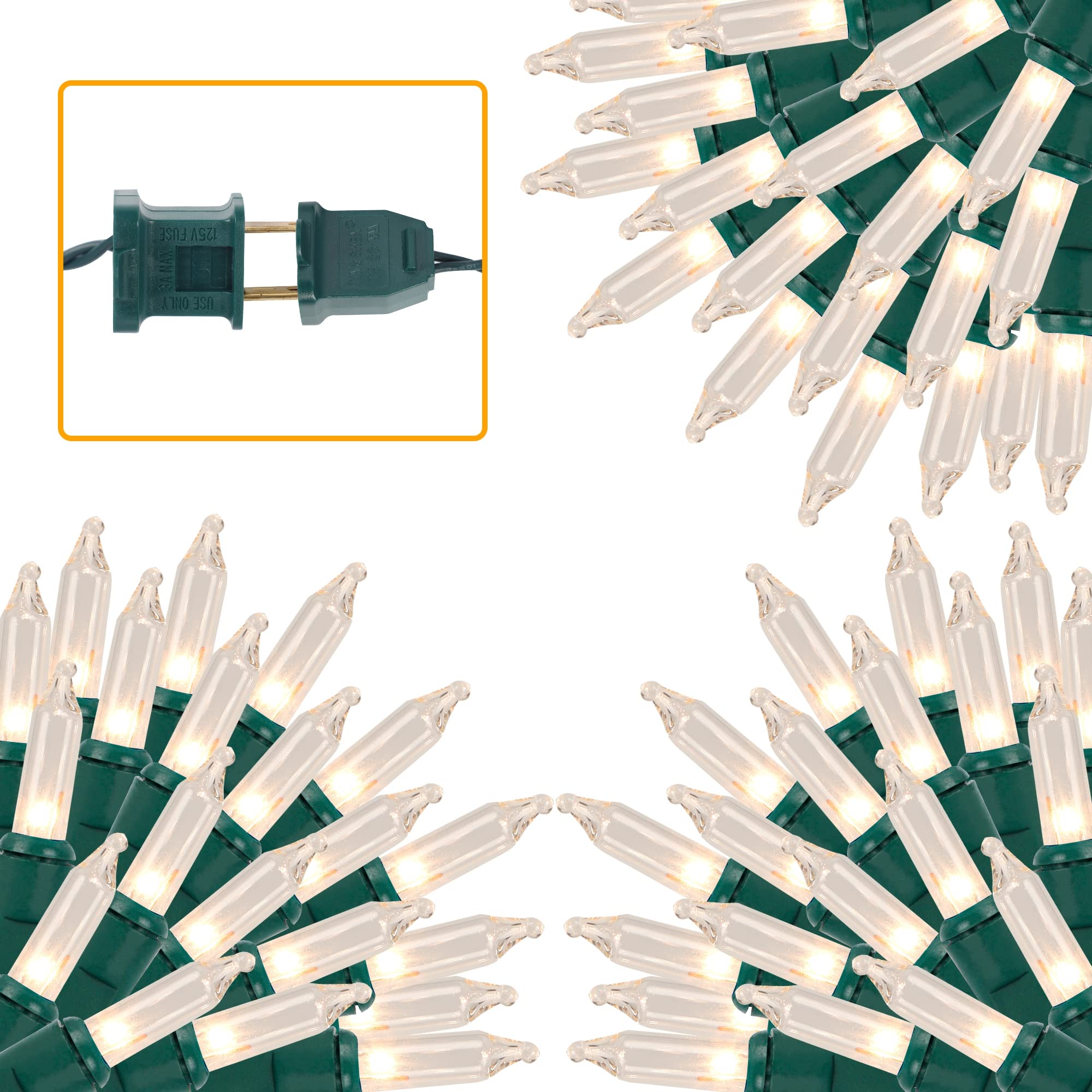 LJLNION 3 Sets Christmas Lights, 150 Count, 33 FT Each, Clear Warm White, UL Certified Mini String Lights for Outdoor Decoration