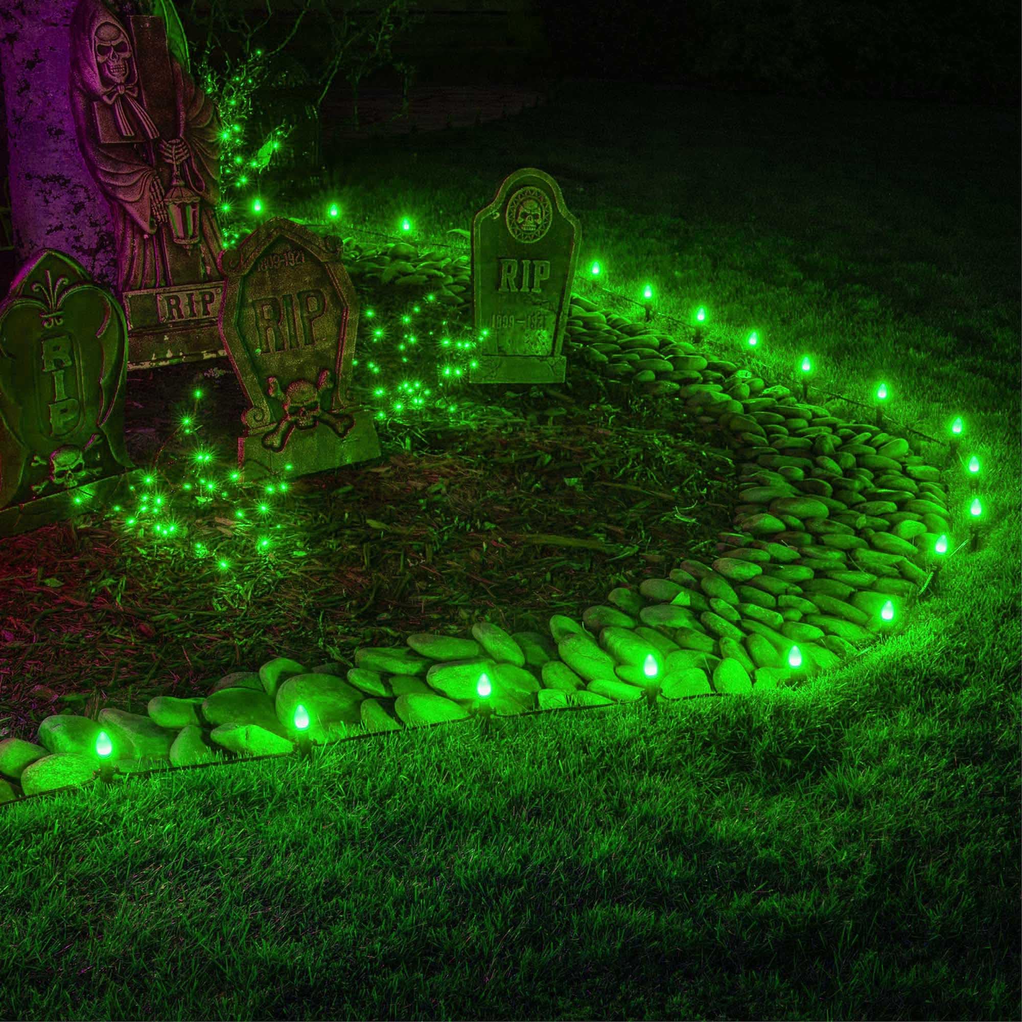 Wintergreen Lighting C7 Green Christmas Lights Set Of 25, 17 Ft, Green Led Christmas Lights St. Patricks Day Lights Halloween Lights Party Led Christmas Lights Outdoor Christmas String Lights