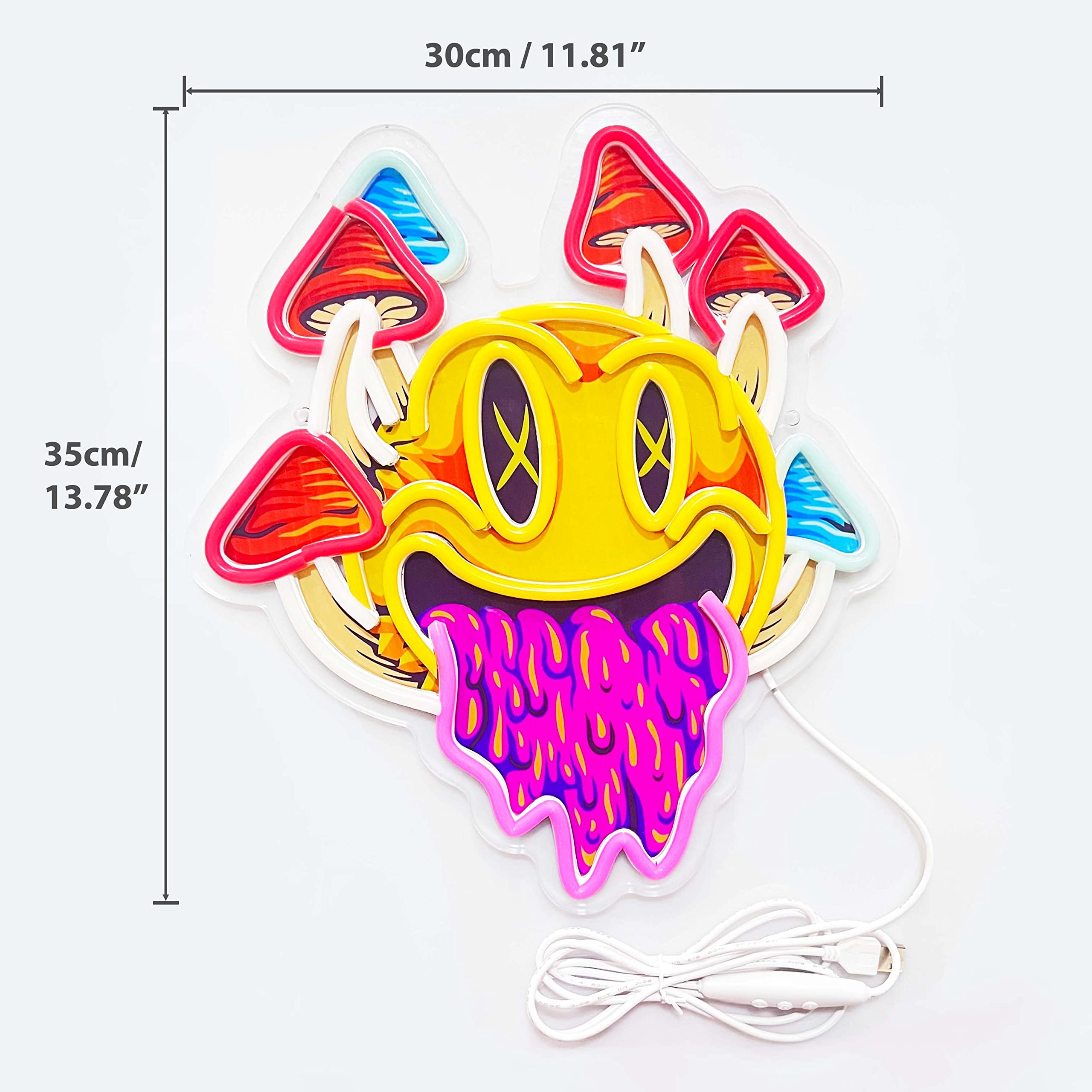 Ggk Neon Mushroom Sign - Trippy Aesthetic Room Decor For Halloween, Bedroom, Bar, Game Room