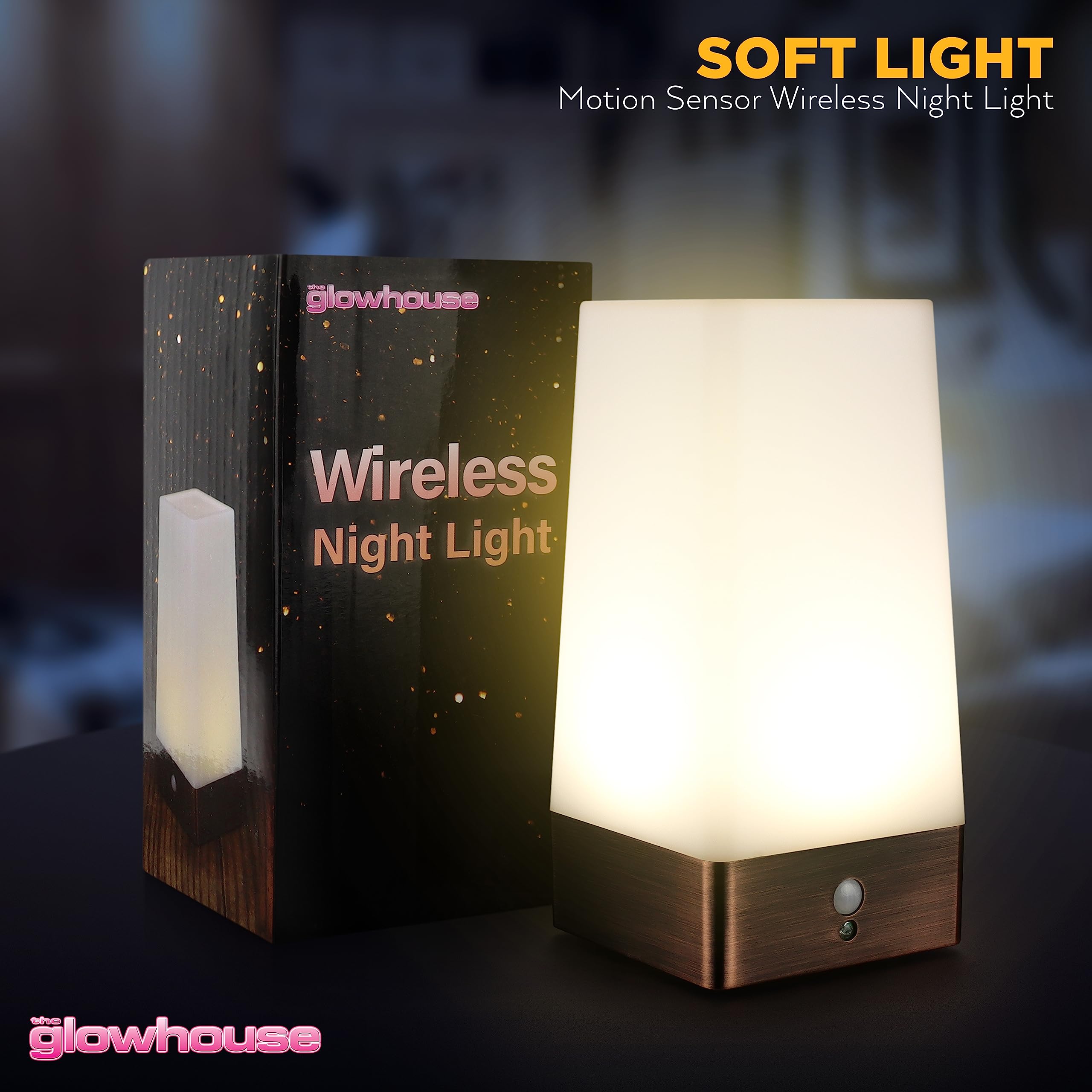The Glowhouse Premium Style Pir Motion Sensor Led Night Light Table Lamp (Square)