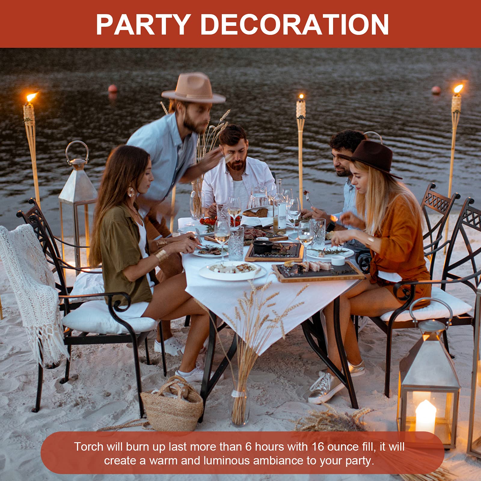 Nonley 8 Pack Torch Canisters 12 Oz - Metal Replacement Canister With Wicks For Outdoor Decor