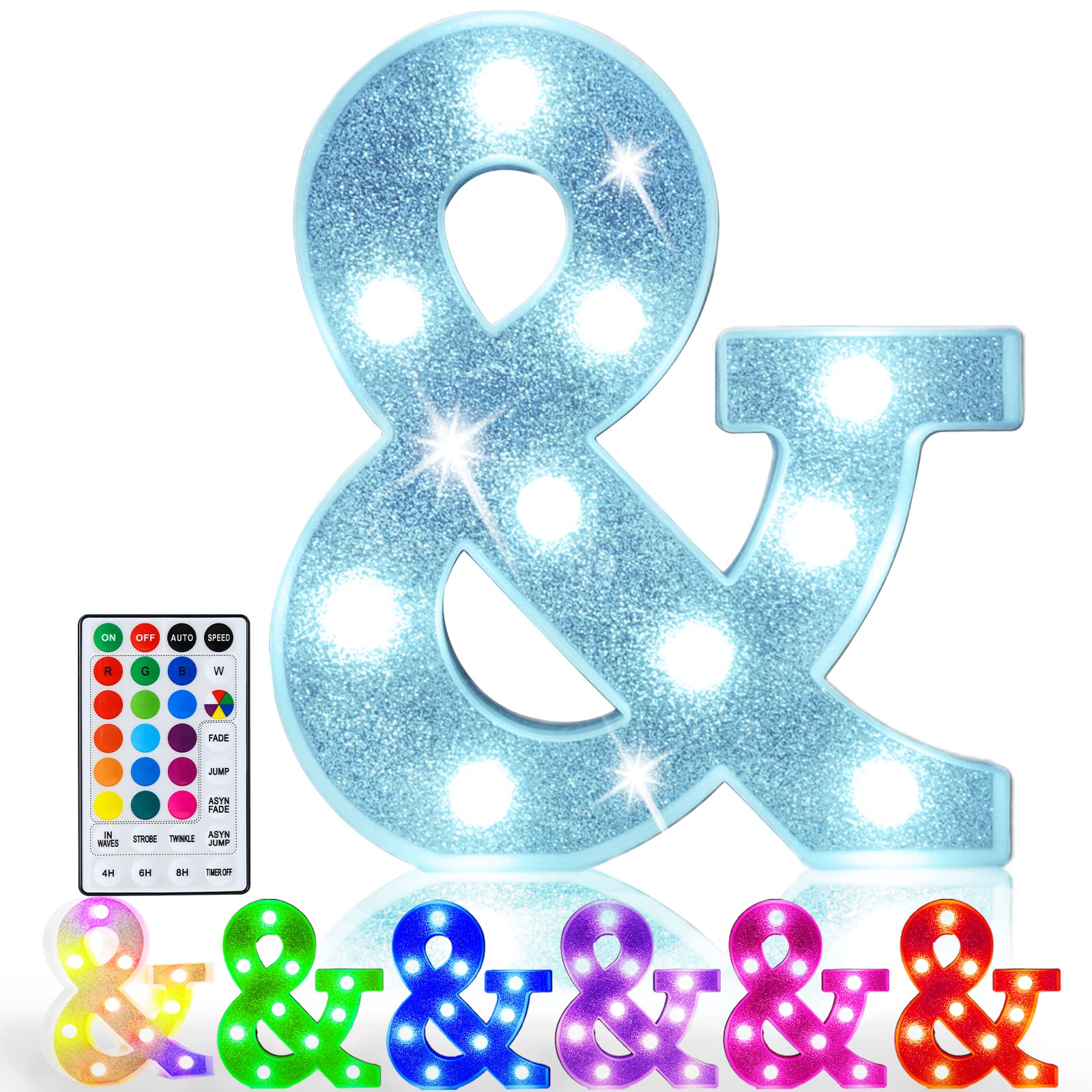 Pooqla LED Marquee Letter Light Sign, 18 Colors, Battery Powered, Glitter Silver, Plastic