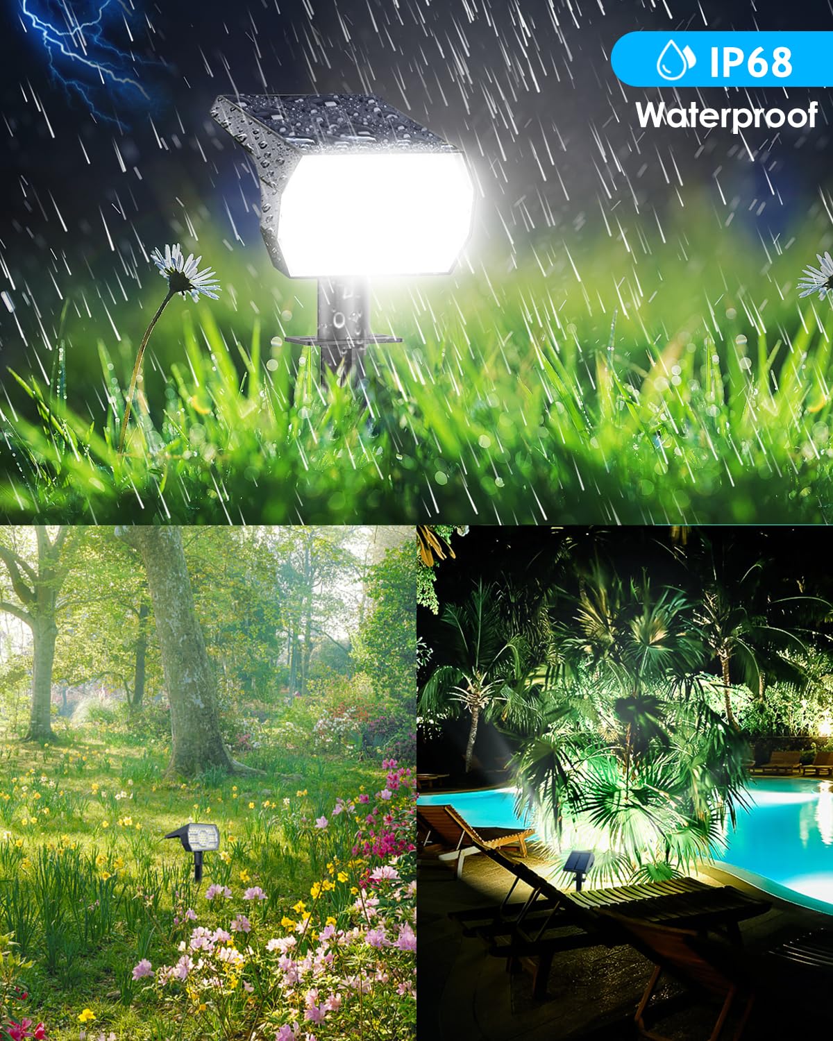 Kaxiida Solar Spot Lights Outdoor, 6 Pack Waterproof Led Landscape Lights With 3 Modes