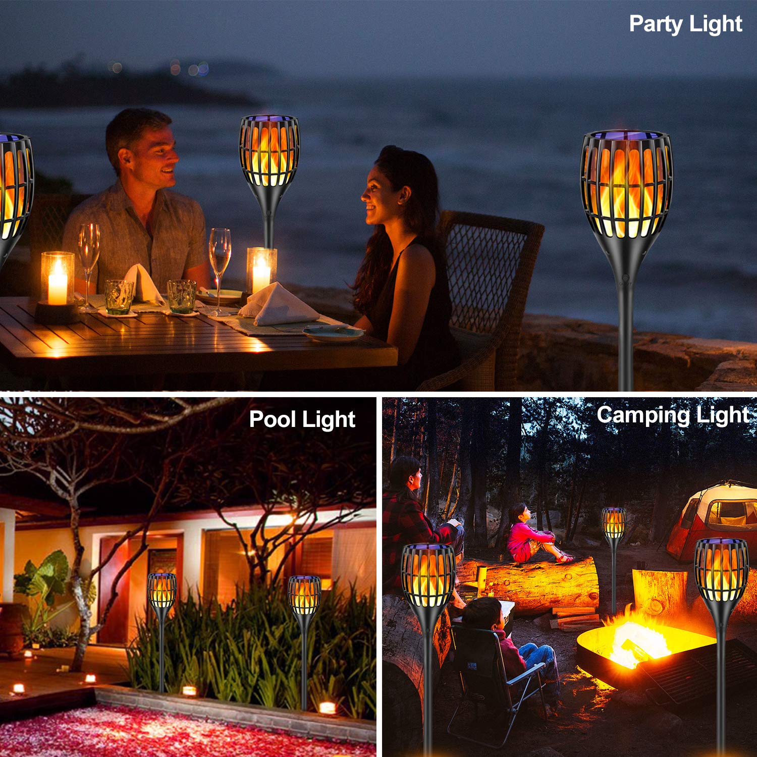 Fitybow Solar Torch Lights Outdoor Waterproof Dance Flame Decro Light 4 Pack