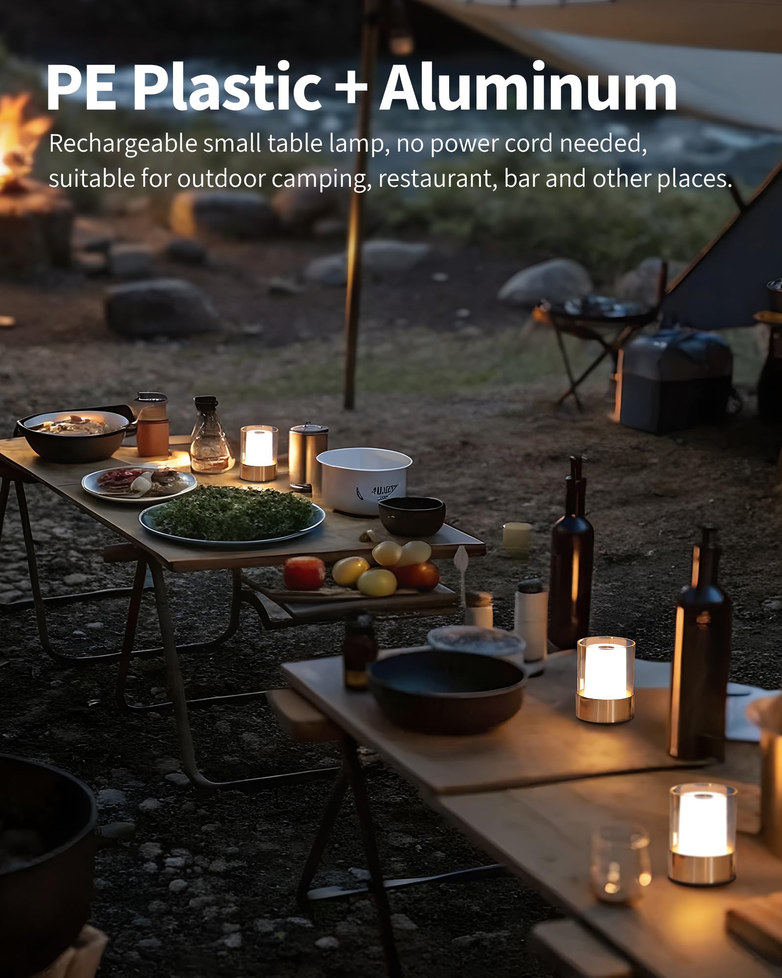 NEWSEE 4 Mini Dining Table Light 2 Pack for Buffet Restaurant, Outdoor Waterproof Lamps for Bathroom Camping, Rechargeable Cordl