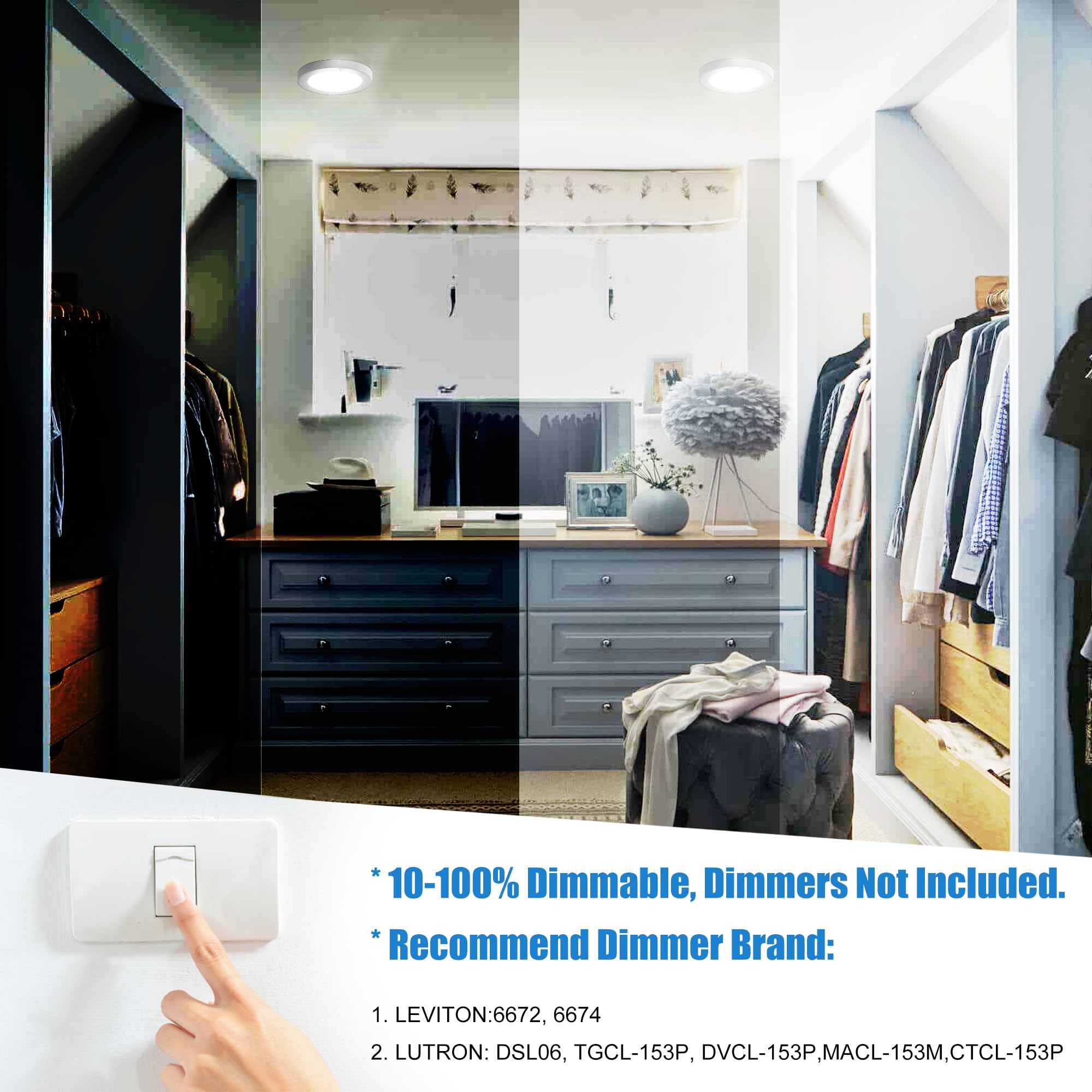 MingBright LED PIR Motion Sensor Closet Light, 6 Inch, Dimmable, Aluminum, 5000K Daylight White, Model ACFMS03-608PIR