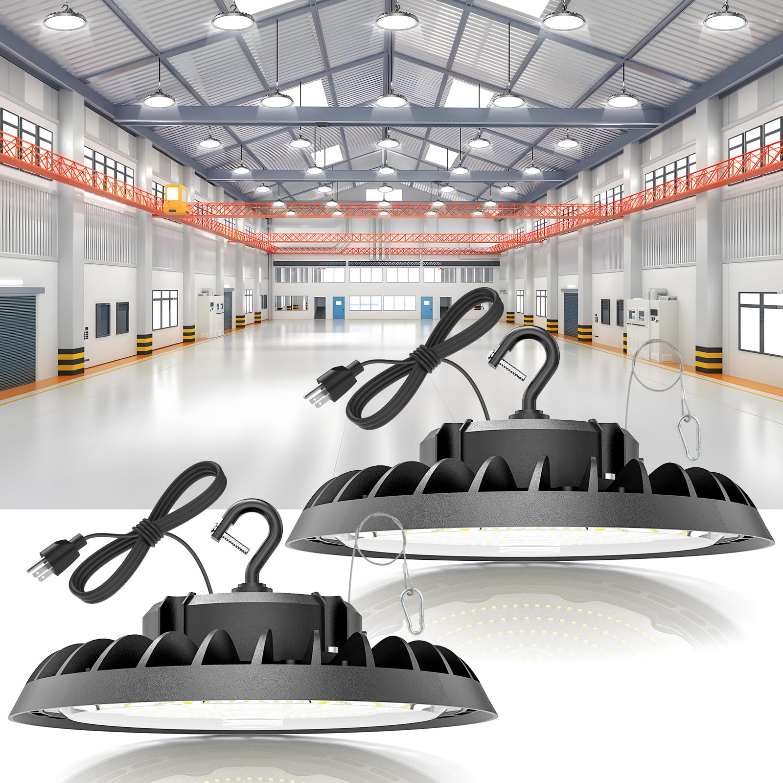 VOLISUN 2 Pack UFO Led High Bay Light 22,500LM, 150W, 5000K Daylight, 100-277V High Bay Led Shop Light, ETL Listed Commercial Ba