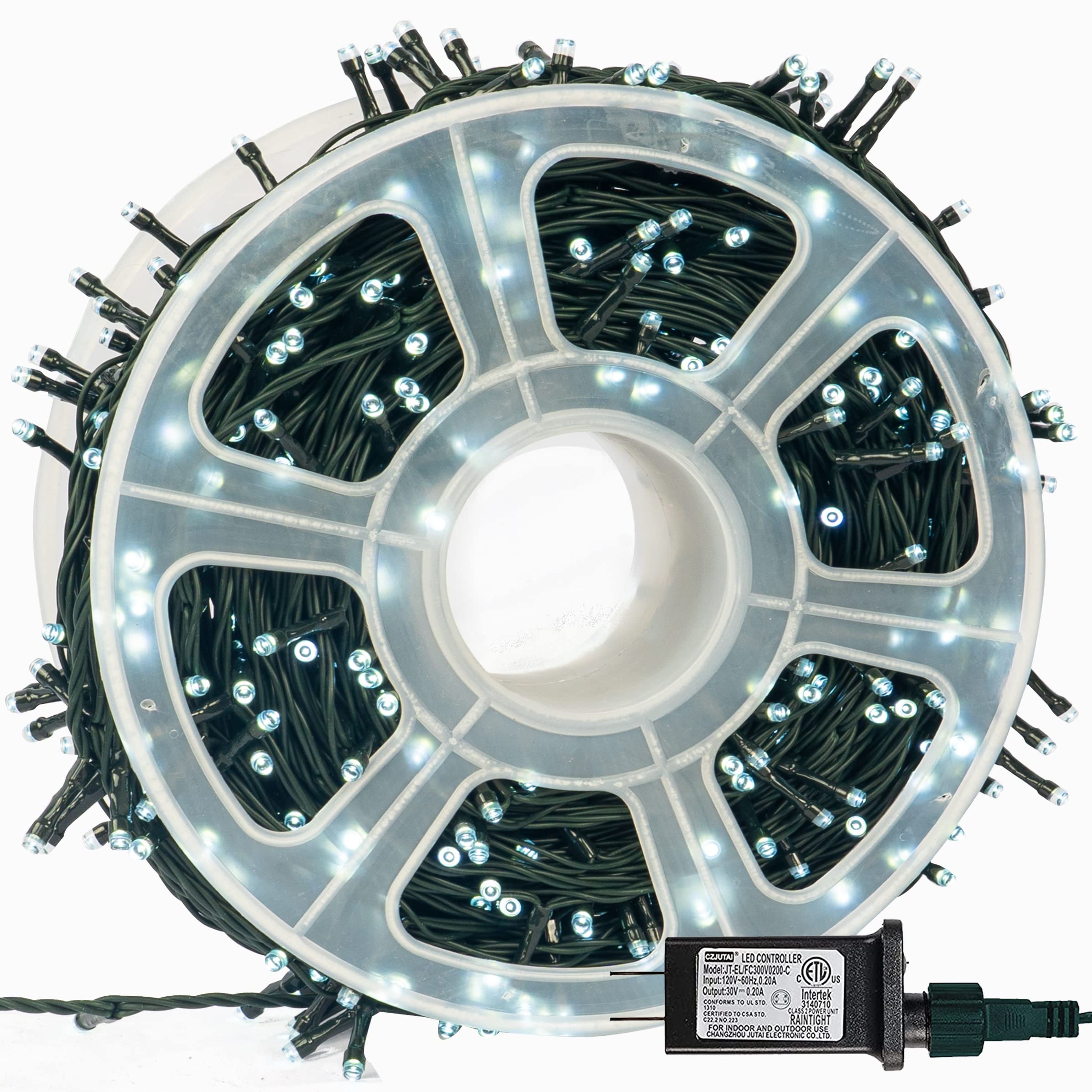FUNPENY LED Christmas String Lights, 500 LED, 164FT, 8 Modes, Waterproof, Green Wire, White