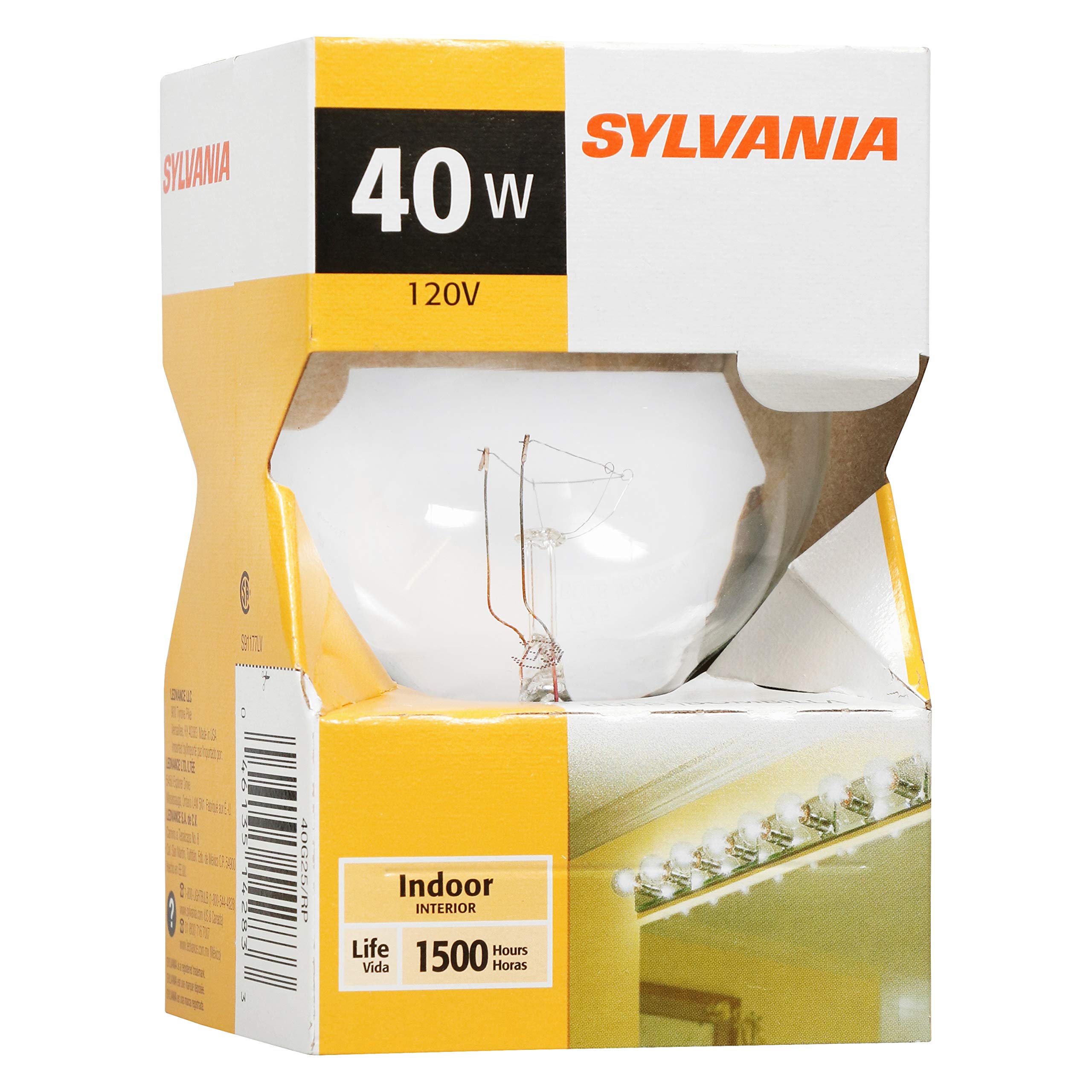 LEDVANCE SYLVANIA G25 Incandescent Bulb 40W 2850K Clear 1 Count Medium Base Model 14283