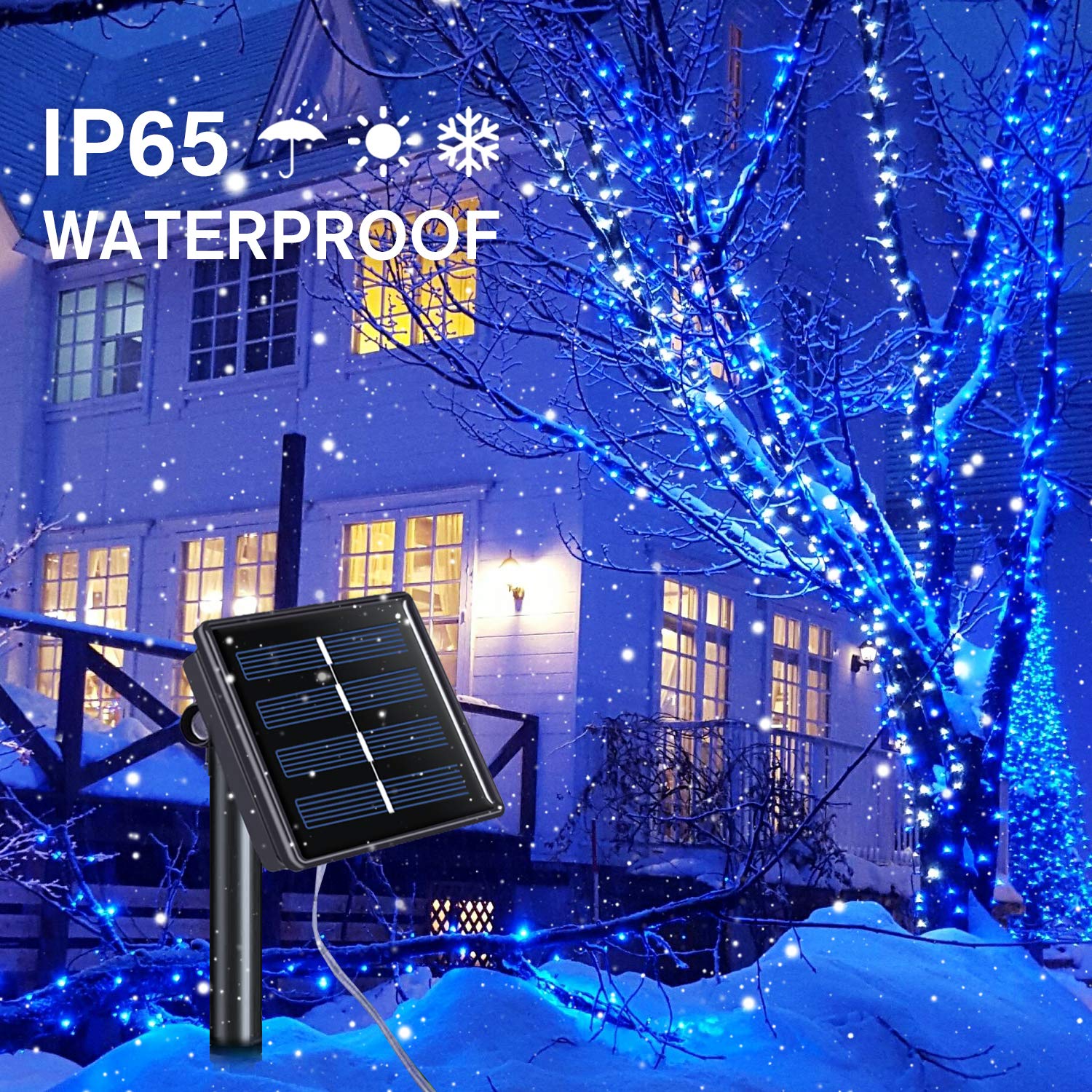 Qitong Blue Solar Fairy Lights 4 Pack, 33Ft 100 Led Waterproof String Lights For Outdoor Decor