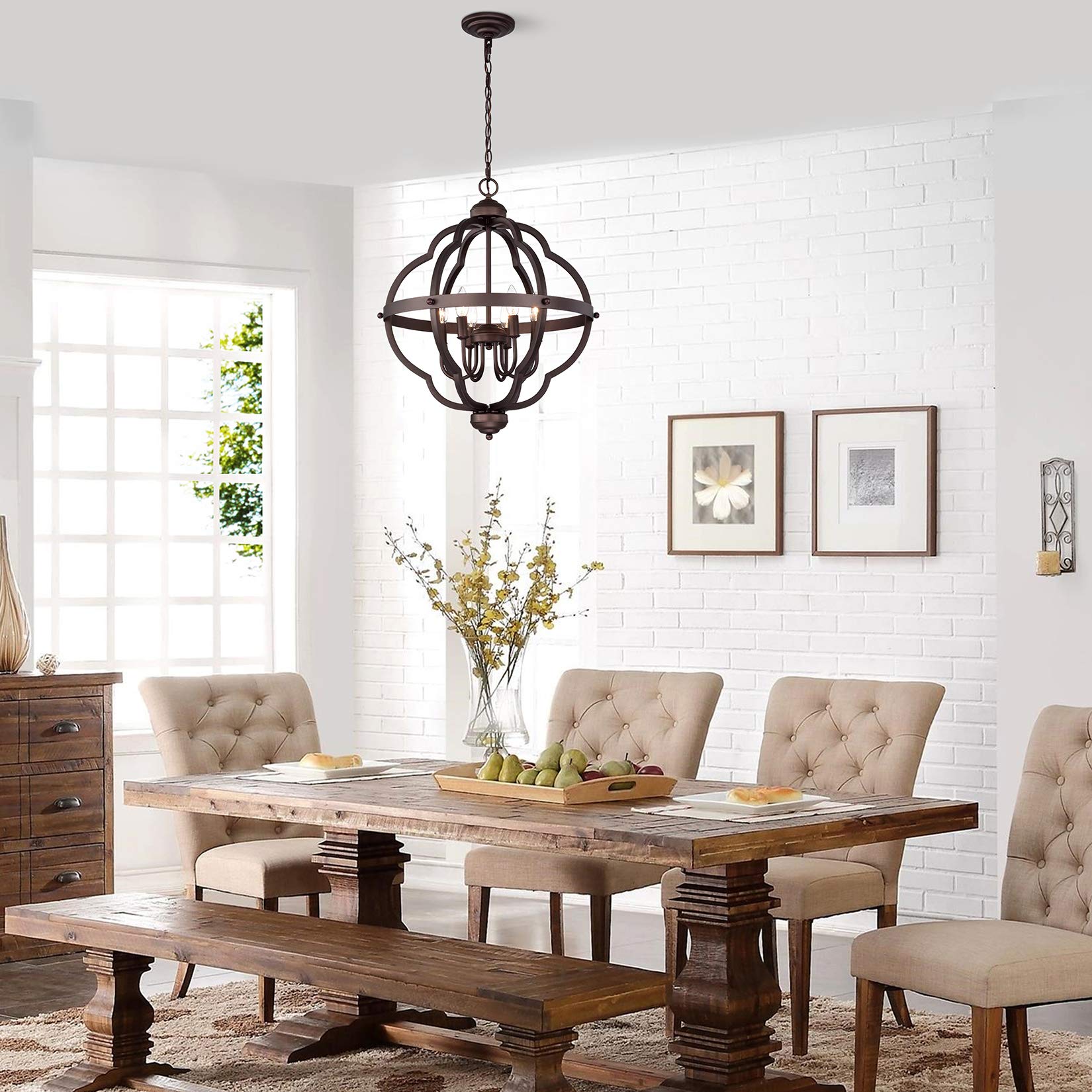 Acland 6 Light Globe Pendant Light Fixture, Oil Rubbed Bronze Farmhouse Chandelier Lighting, Diameter 21 Inch Hanging Lights For