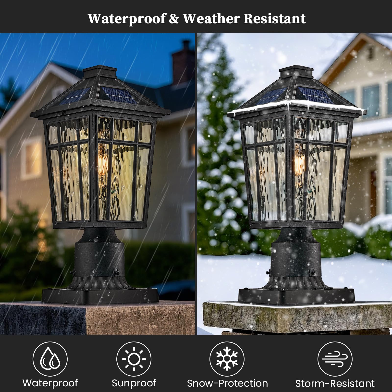 NAXTTII Solar Lamp Post Lights Aluminum Black 16.5 Inch Dusk to Dawn with Remote Control Model XN12P-M-SL-SW-BK
