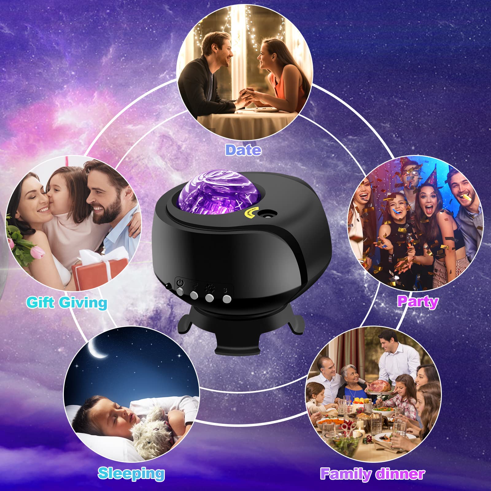 FLITI Galaxy Projector, Star Projector with Changing Nebula Shapes, Black, Model: galaxy projector-1, Size: Star Projector