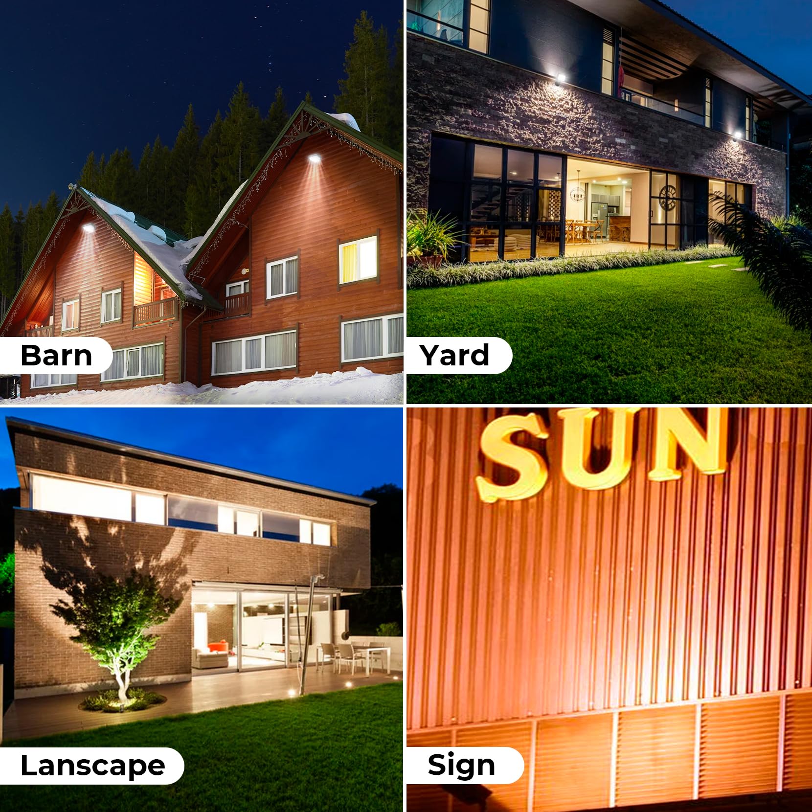 Cinoton 20W Led Flood Lights Outdoor, Ip65 Waterproof Exterior Security Wall Lights With 180°Knuckle, 2800Lm 120V Outside Aluminum Lighting Fixture For Patio Porch Courtyard Barn Garage 5000K 2 Pack