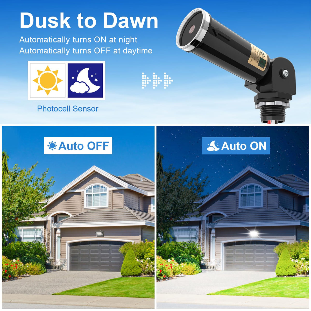 4 Pack Photo Cell Outdoor Light Sensor, Dusk to Dawn Sensor, Photocell ...