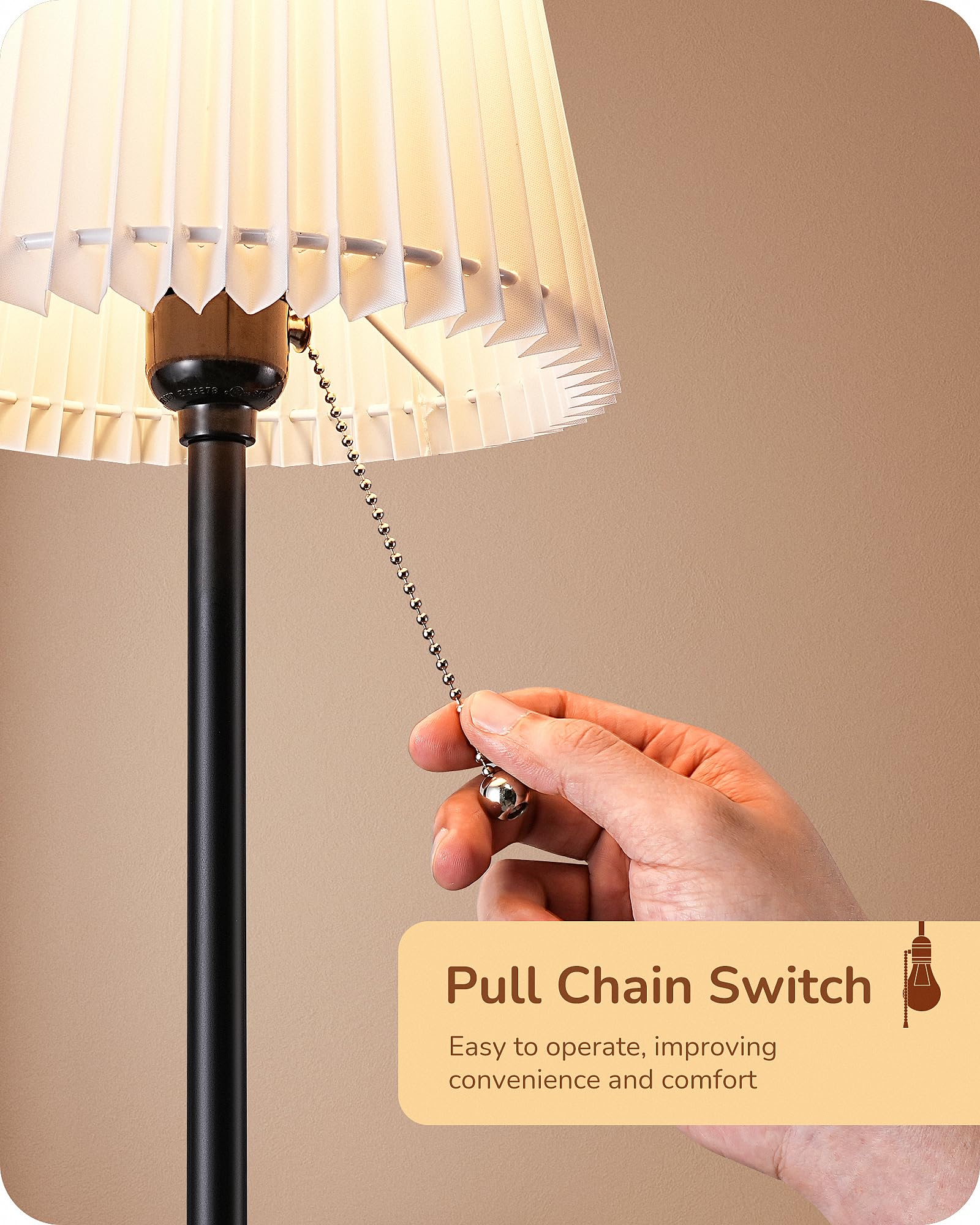 Edishine 19.09'' Tall Table Lamp, Modern Bedside Lamp, Trapezoidal White Paper Origami Lampshade, Pull Chain Switch & E26 Socket