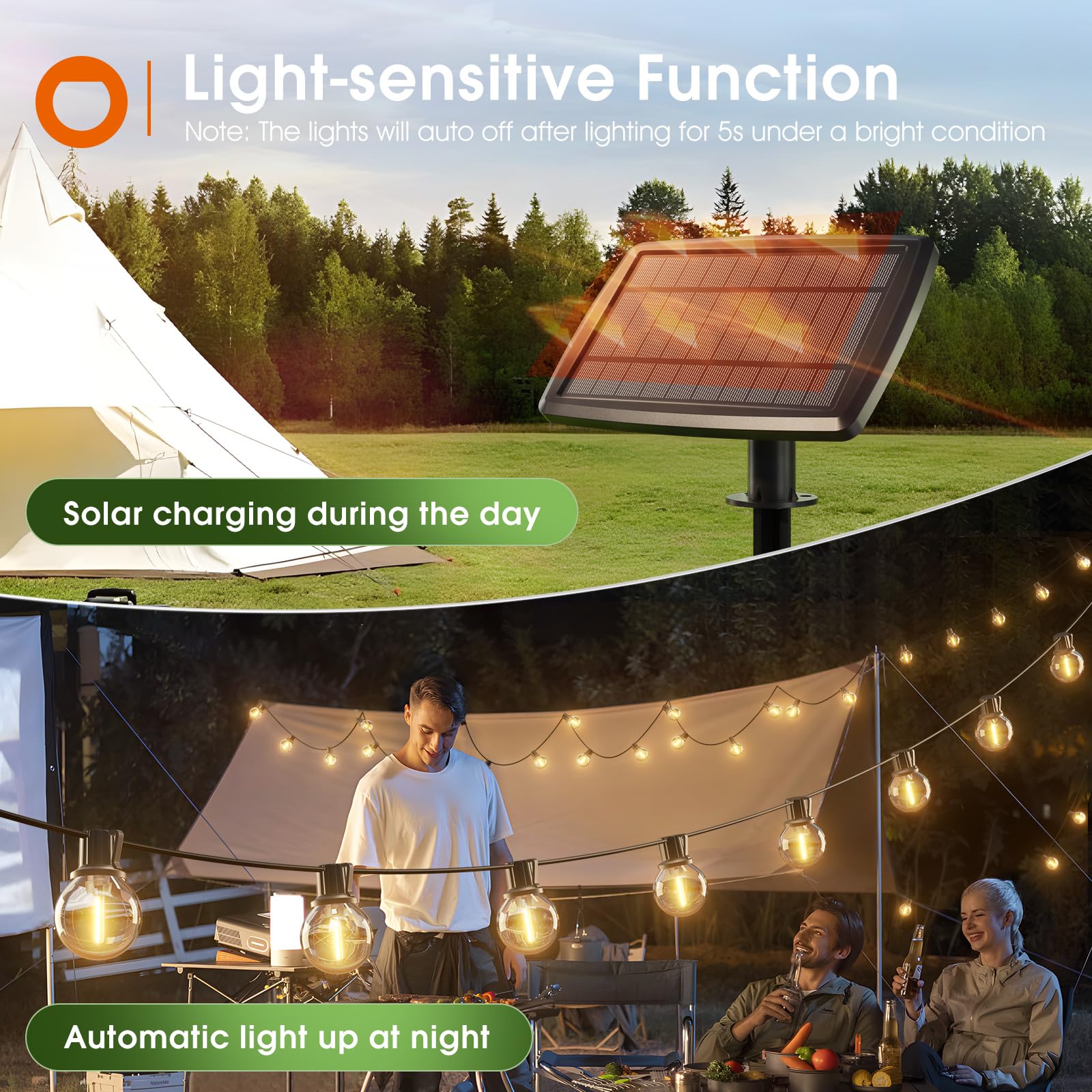 Addlon 78Ft(72+6) Solar String Lights With Remote, 38 Shatterproof G40 Bulbs, Commercial Grade Solar Powered Outdoor Lights, Dim