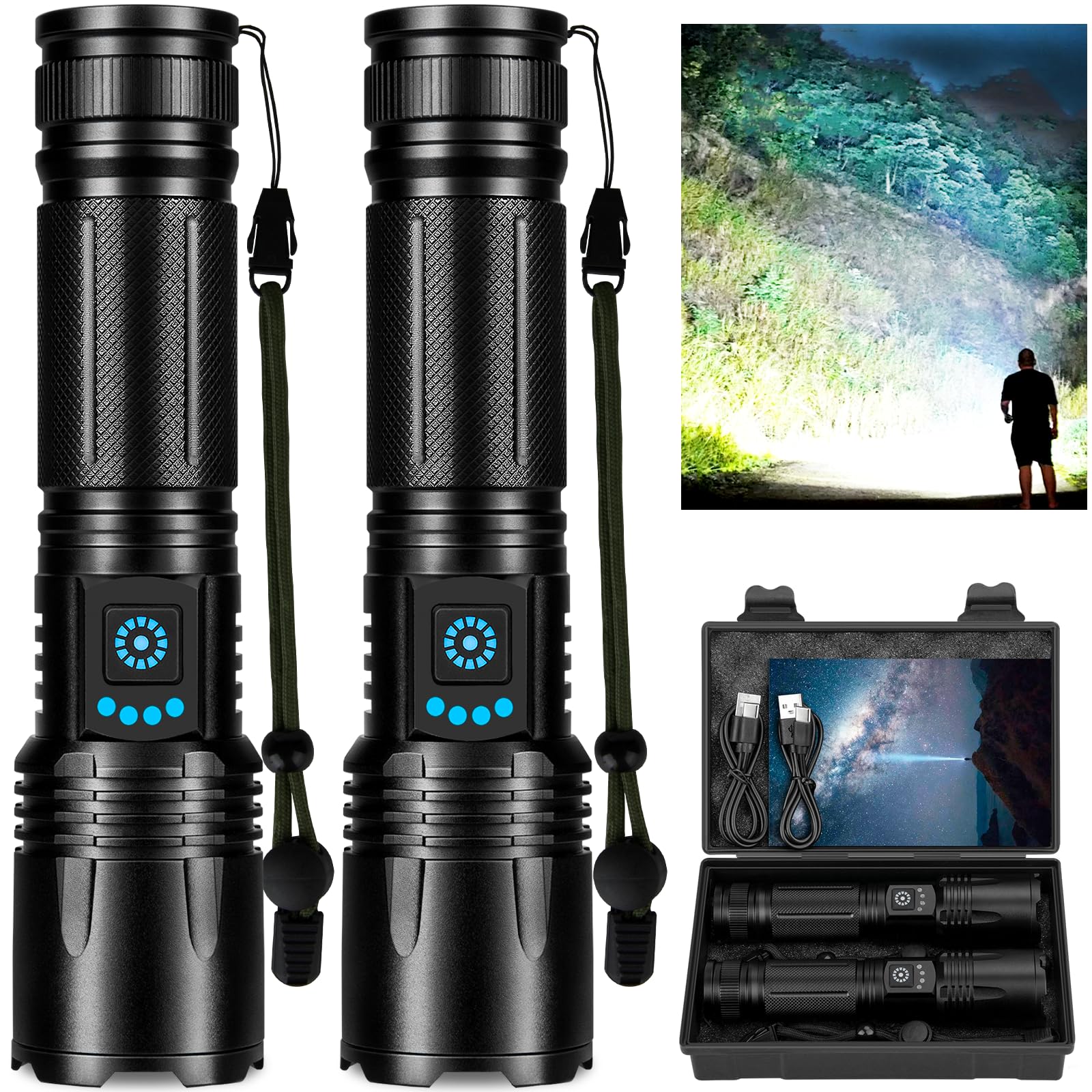 Rechargeable Flashlights High Lumens, 99,000 Lumens Super Bright Led Flashlights with 5 Modes & Waterproof, Powerful Handheld Fl
