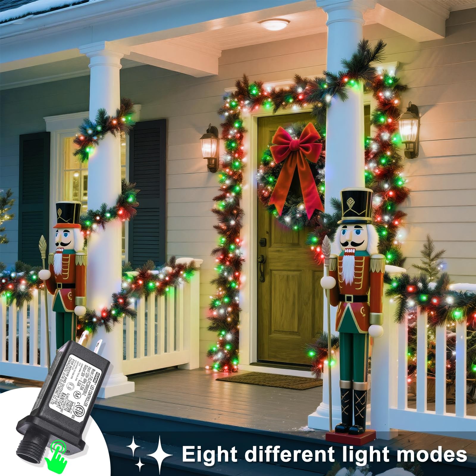 120 Led Christmas Lights Outdoor  8 Modes Plug In Waterproof Twinkle Fairy String Lights For Tree Christmas Halloween Decorations  Red White&Green