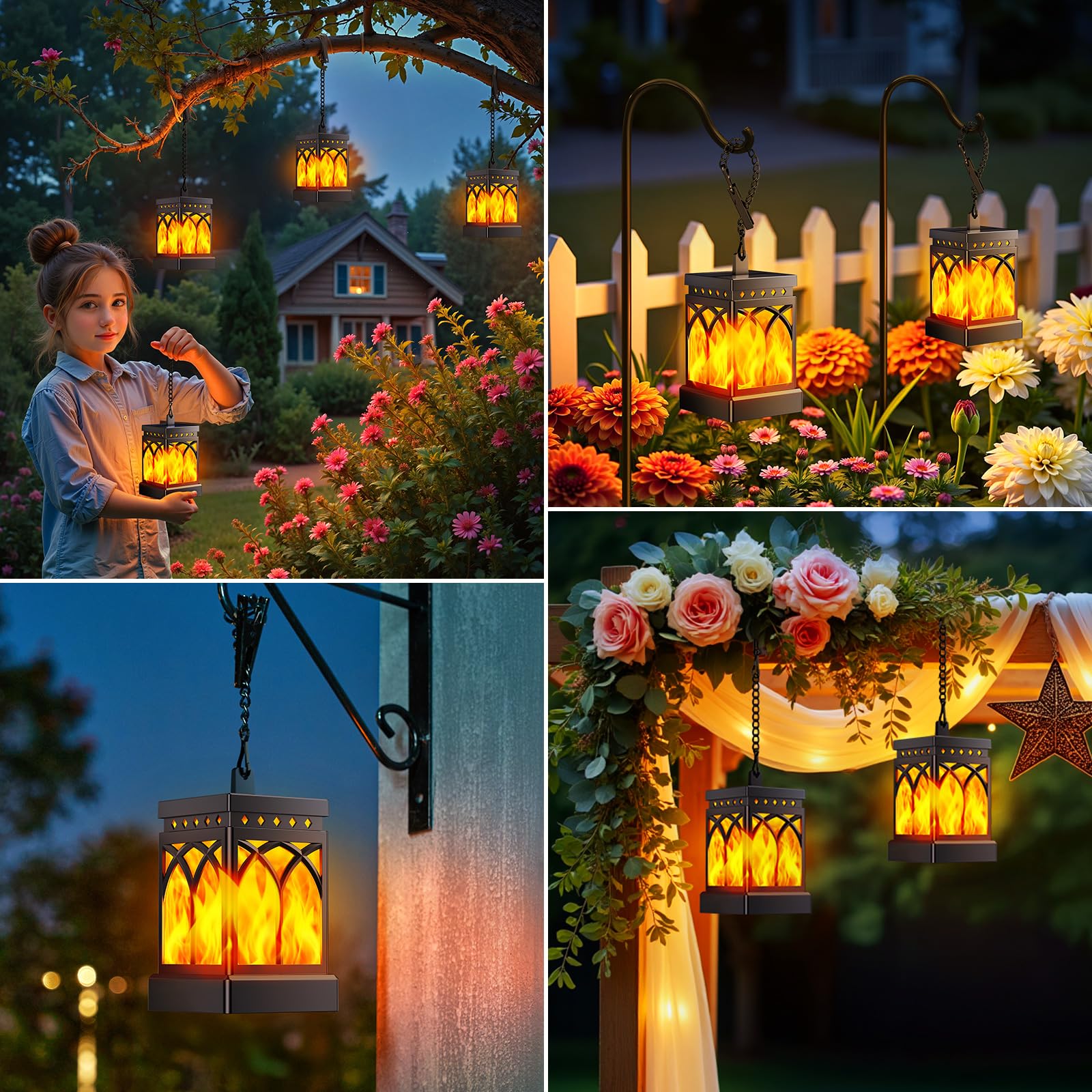 Kooper Solar Lanterns Outdoor Waterproof  Two Modes Hanging Solar Lantern Lights For Outside  Auto On/Off Lanterns Decorative Outdoor For Garden Table Yard Path Tree Patio Lawn Decor  Gifts  2 Pack