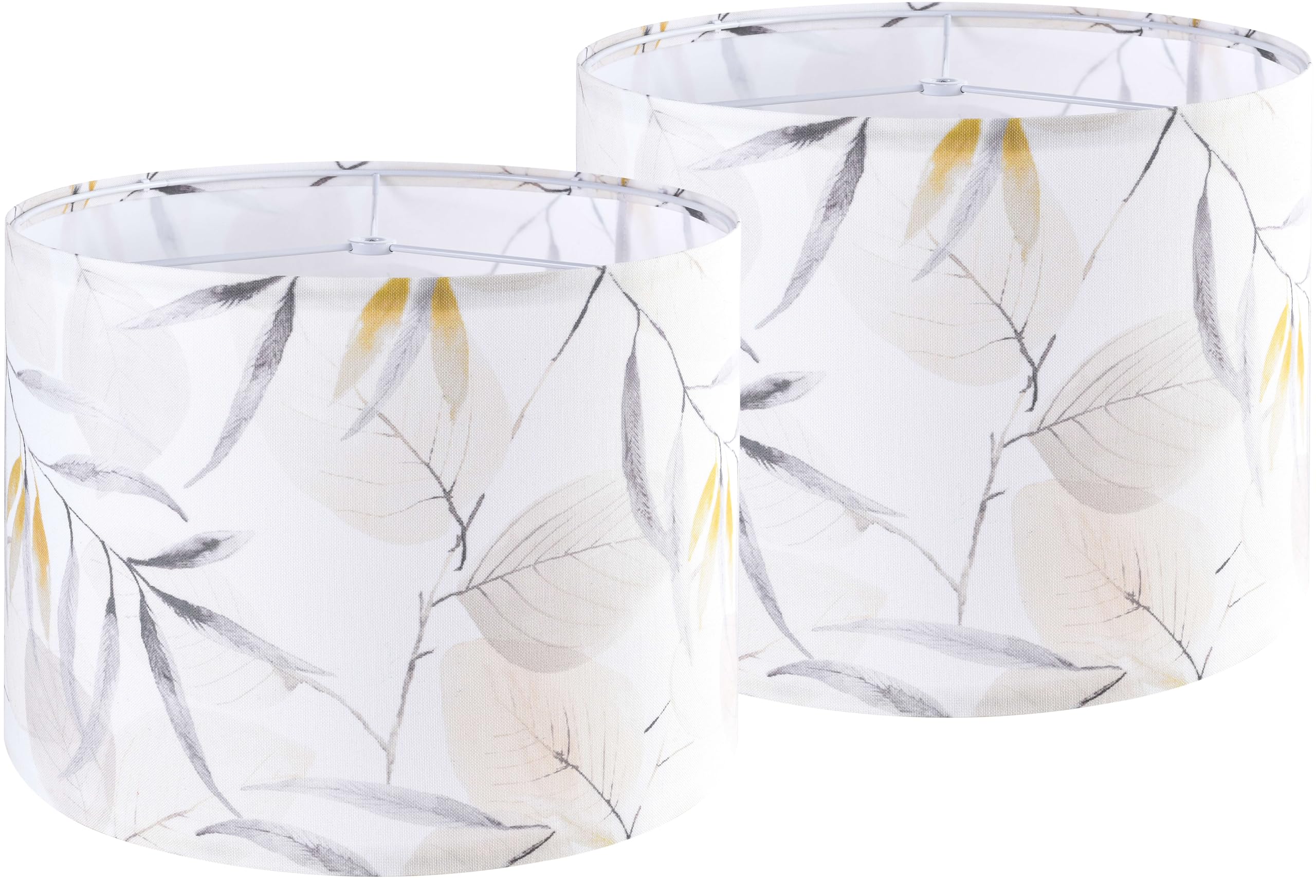 GO&SO Set of 2 Drum Lampshades 13inx13inx10in Natural Linen Multicolour-6 Hand Crafted Farmhouse Decor