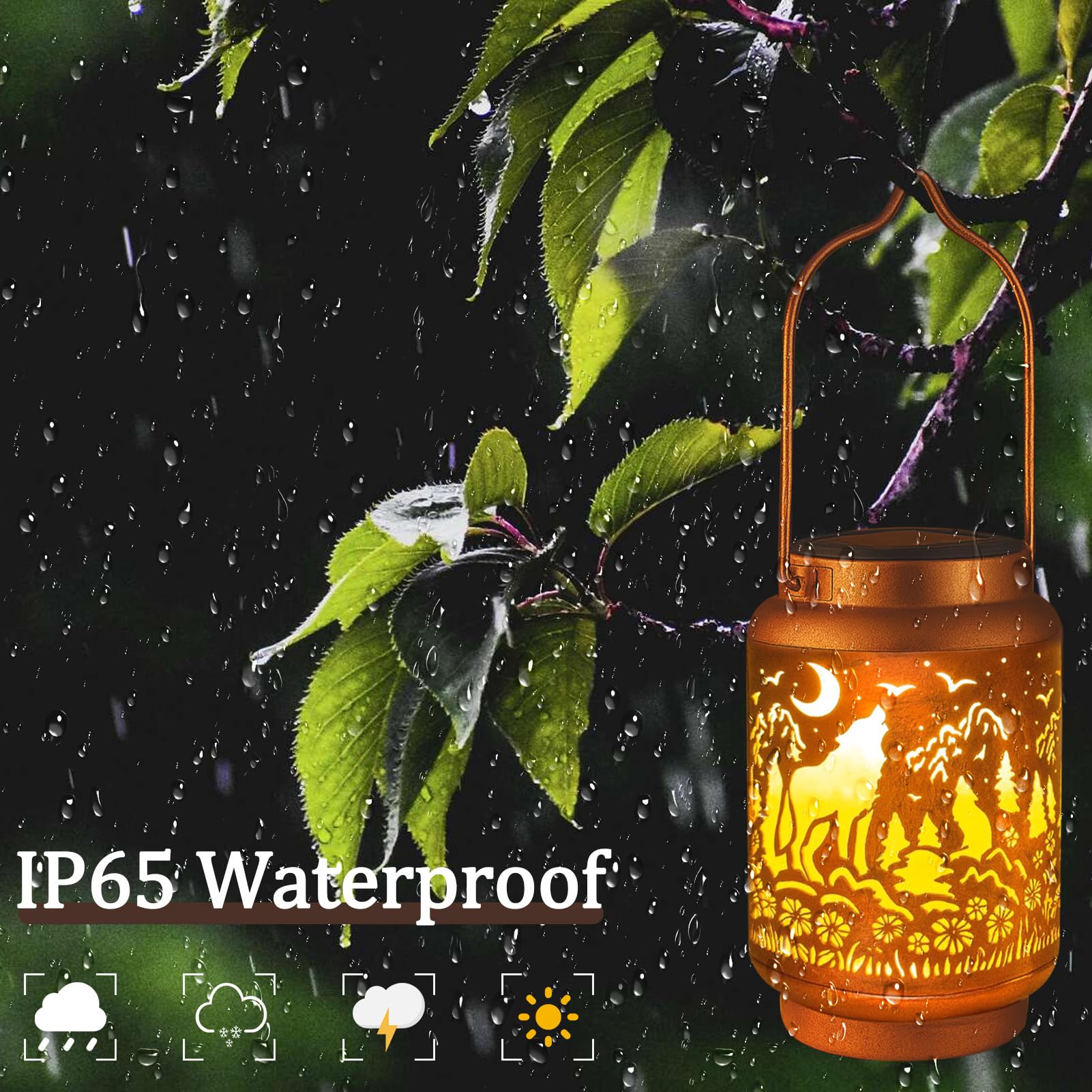 HOFLYW Solar Lantern - Outdoor Waterproof Metal Decor, Bronze, Model CL-XHTYD-1-1-1