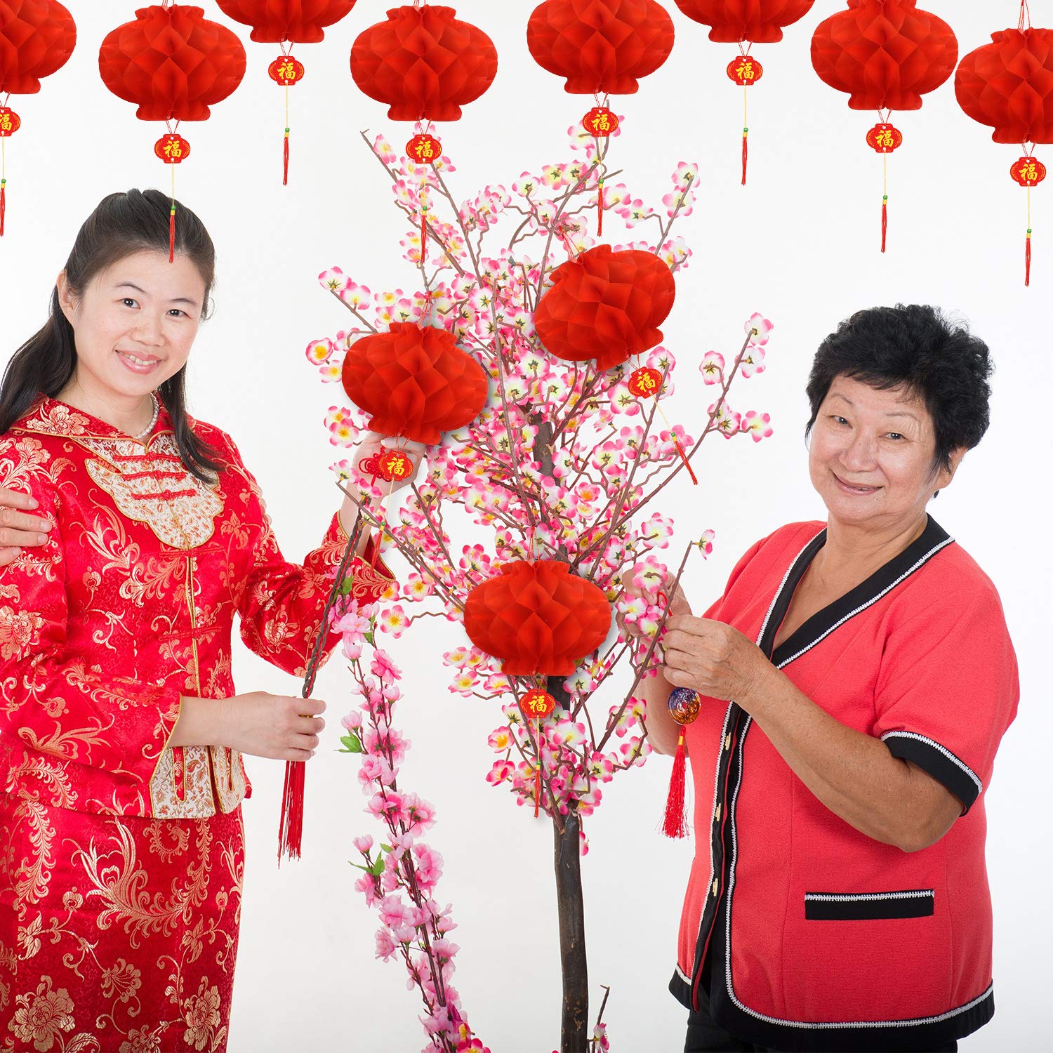 Boao 20 Red Paper Lanterns - 5.9 Inch Chinese Festival Decorations for Home, Weddings, and New Year