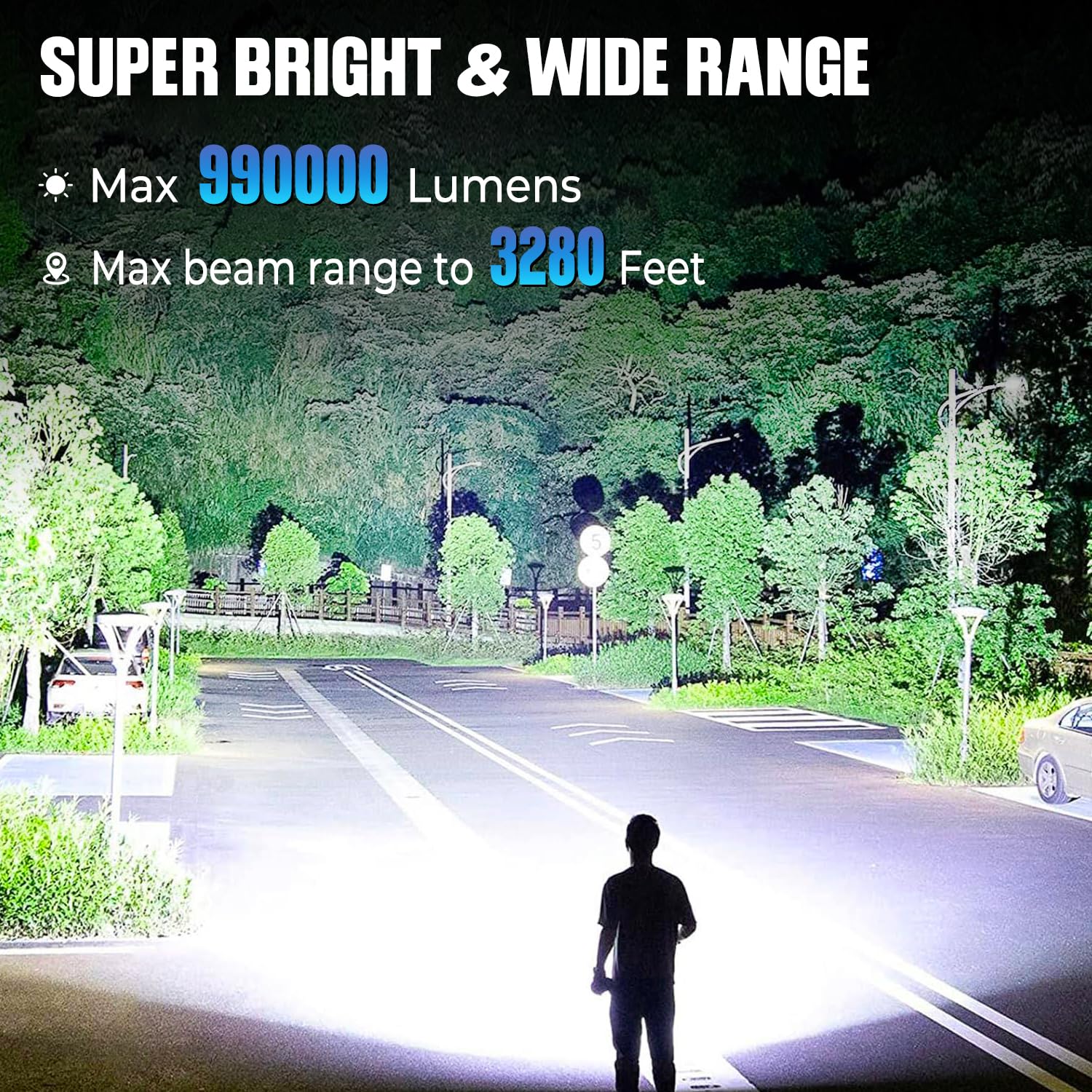 Flashlights Led High Lumens Rechargeable, 990,000 Lumen Super Bright Flashlight, Usb Fast Charging High Powered Flash Light, Pow