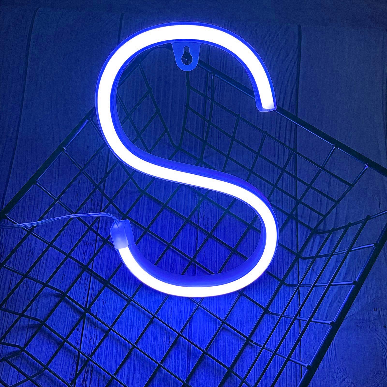 ENUOLI Neon Letters Light Sign, Blue Plastic Marquee Decor for Wall, Model nNH.S-B, Size S