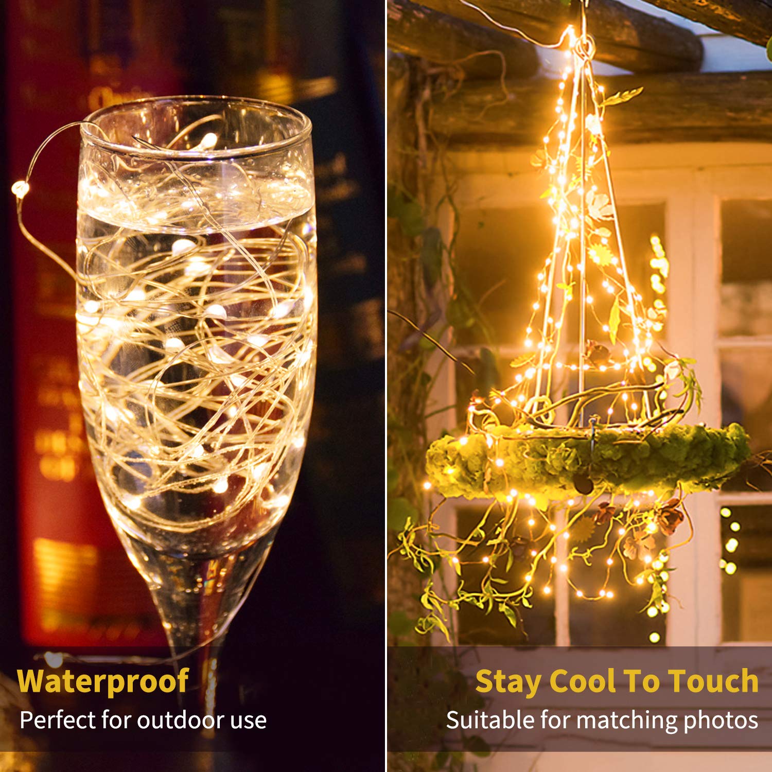 Minetom Fairy Lights, 300 LEDs Warm White String Lights, Waterproof Flexible Copper Wire, 99 Feet for Indoor/Outdoor Use