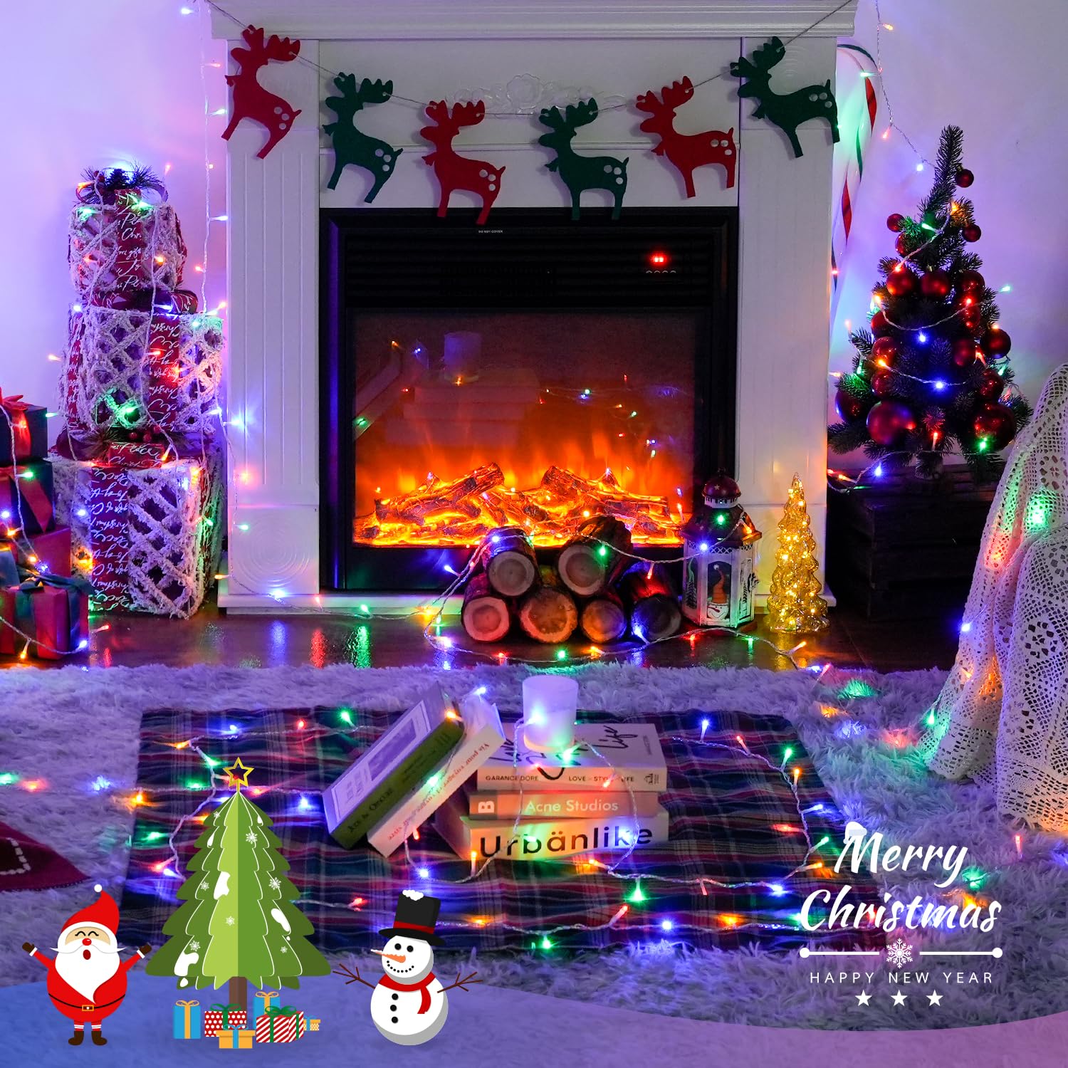 100 Led Christmas Lights Plug In, 33Ft Christmas Tree Lights Outdoor Waterproof, 8 Modes Multicolor Christmas Lights For Tree Pa