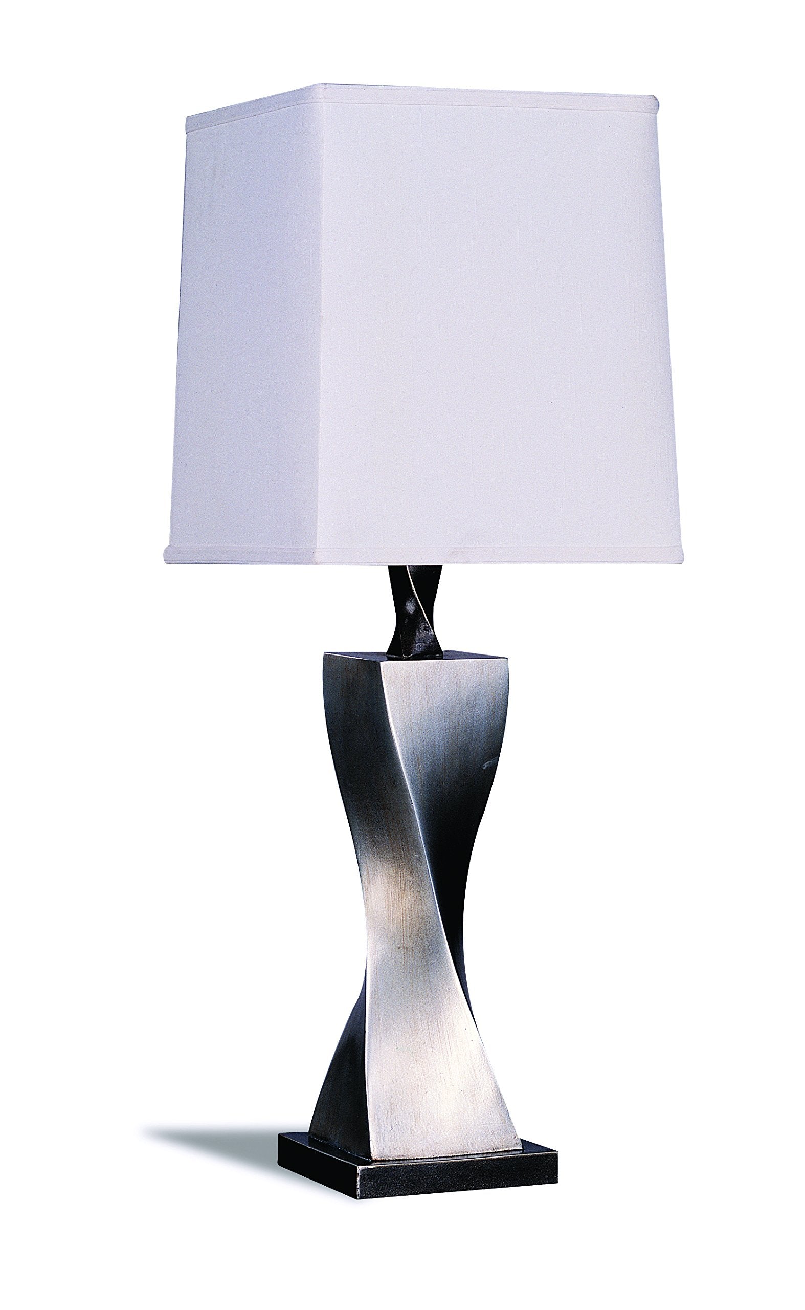 Square Table Lamps Antiqued Silver and White (Set of 2)