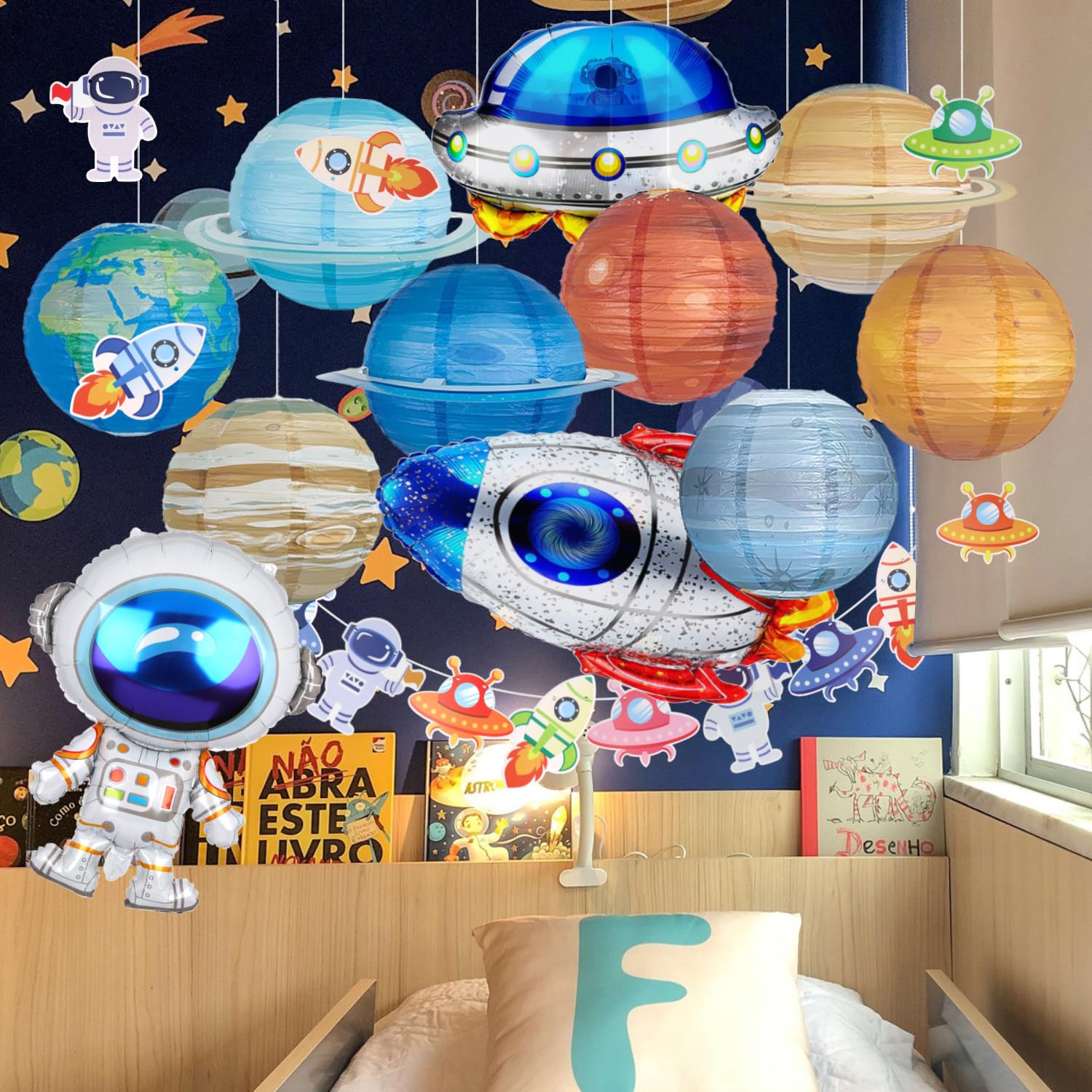 Planet Paper Lanterns, Planet Lanterns, 25 Pcs Paper Lanterns Party Decorations, Space Paper Lanterns For Kids Space Theme Party