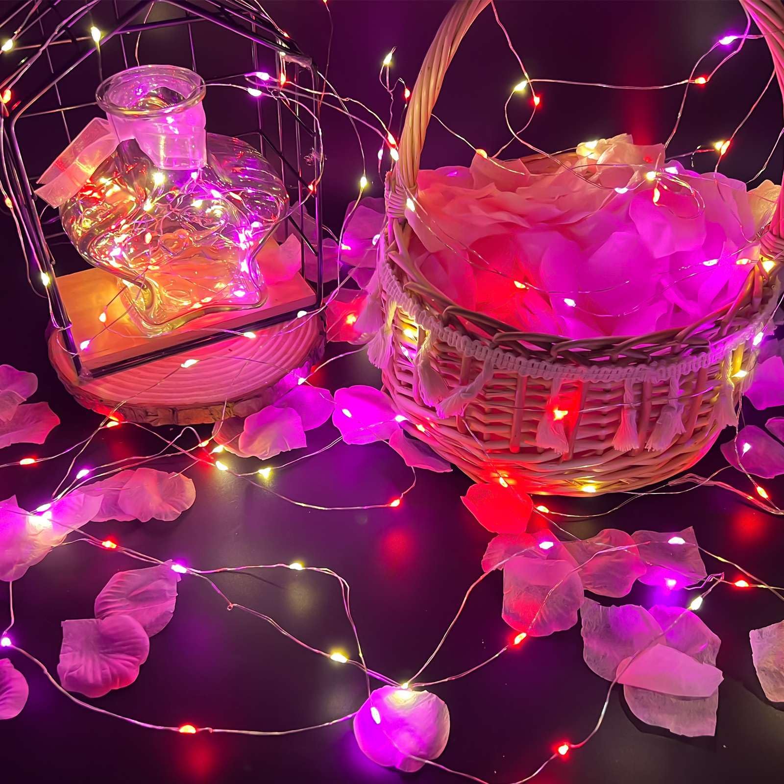 [Timer] 3 Pack Three Color -Pink & Red & White Valentines Fairy Lights Valentine's Day Decorations, Battery Operated Valentine's