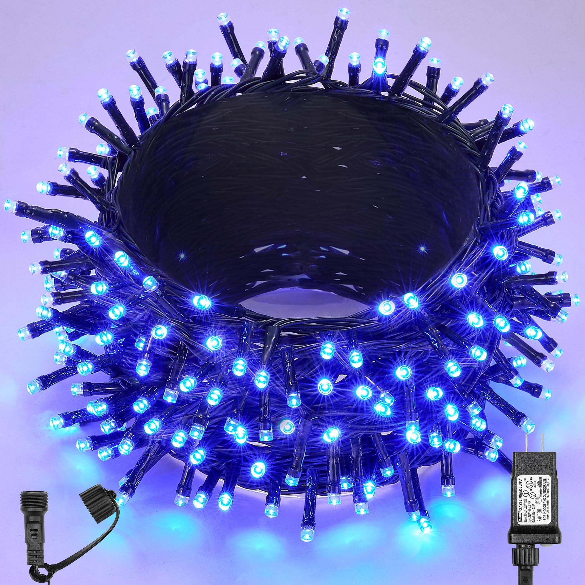 WBao Christmas Lights Indoor Outdoor 300LED 108ft  Super Bright LED Christmas String Lights with UL Certified  8 Light Modes  Timer  Connectable & Waterproof for Trees  Patio  Xmas Party Decor  Blue