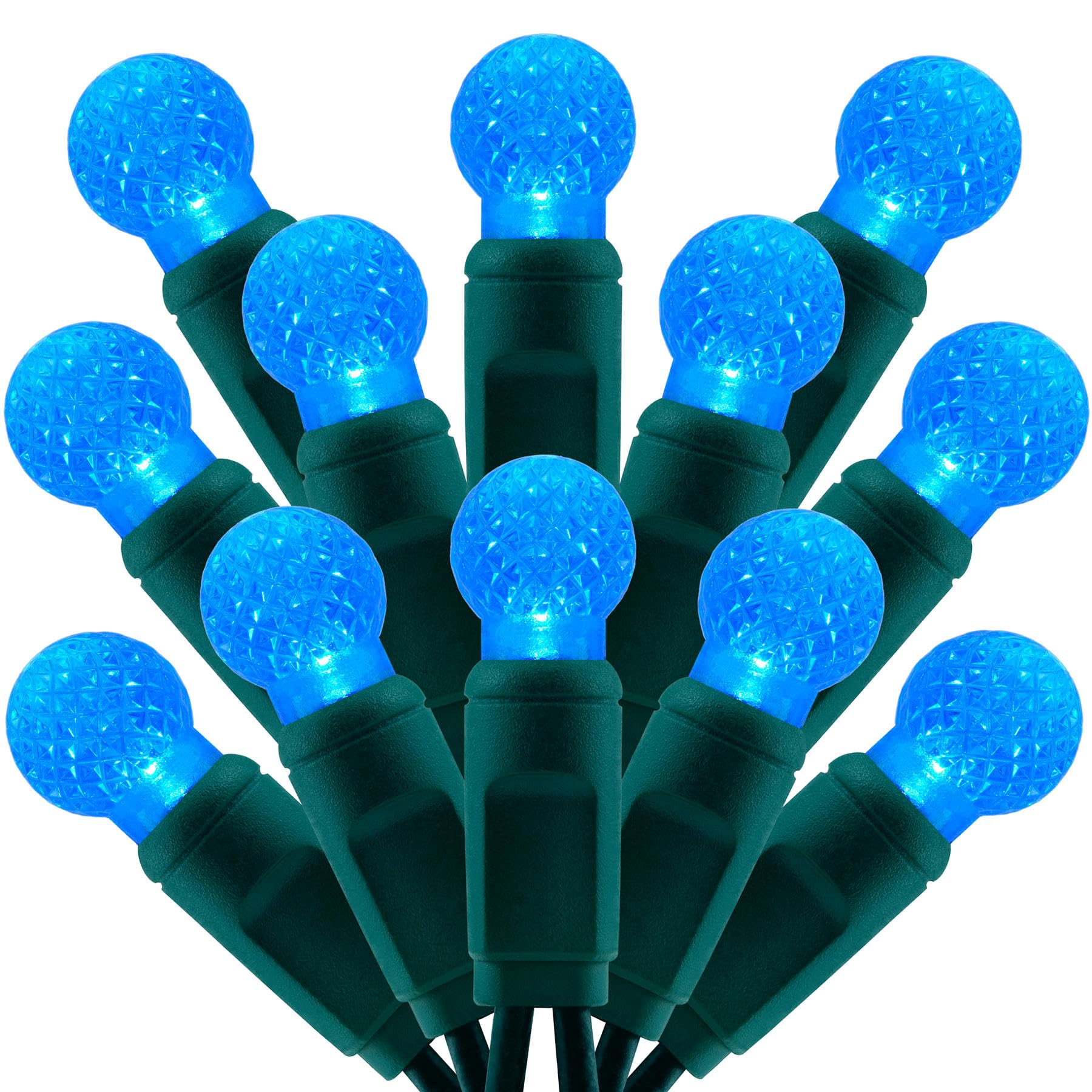 SWEET SHINE 100 Blue Raspberry One-Piece LED Christmas Lights, 33 ft Green Cord High Waterproof UL Certified G12 Outdoor String 