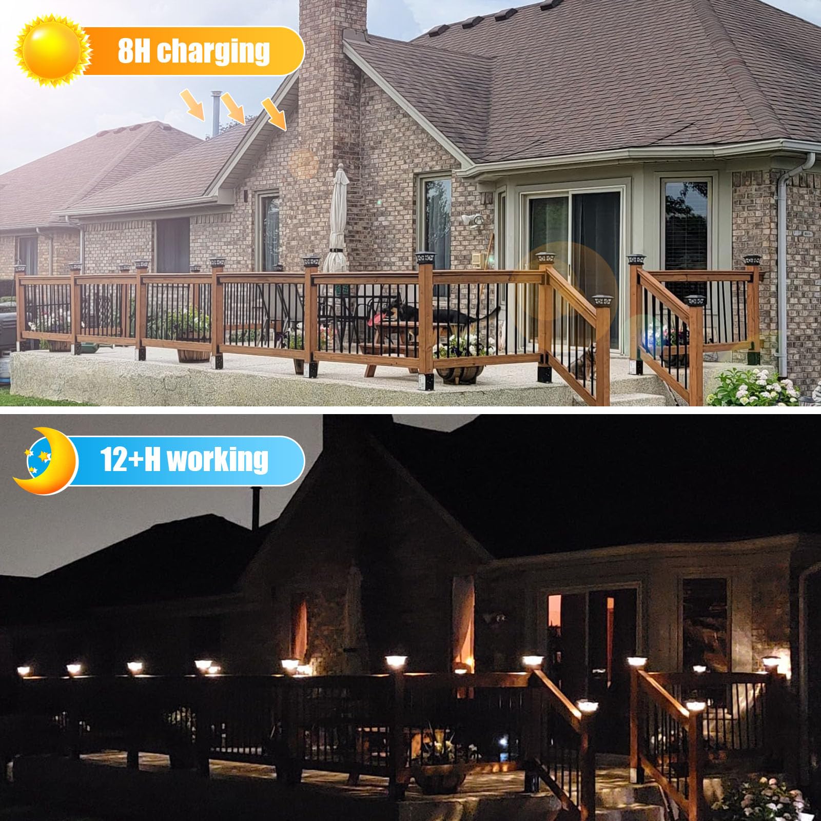 VOLISUN Solar Post Cap Lights, 4-Pack, Black, Waterproof, Suitable for 4x4 Vinyl/Wood Posts, Model 21153ZM