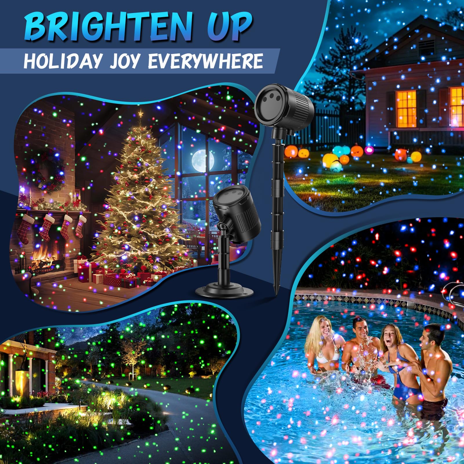 Laser Christmas Projector Lights Outdoor, Rgb 3 Color Moving Laser Firefly Lights Show, Christmas Laser Lights Outdoor Projector