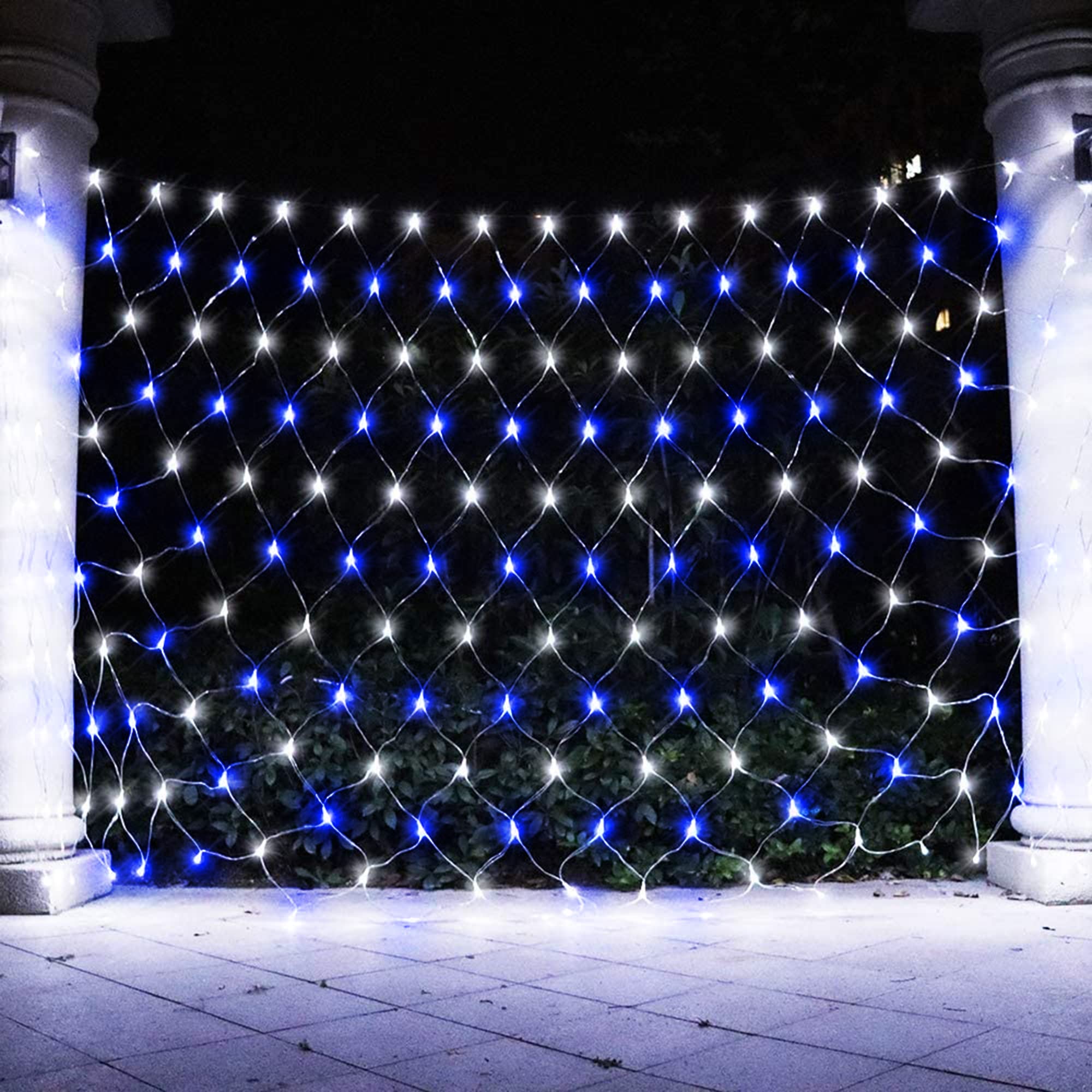 Weillsnow 198 Led Net Lights, 9.8Ft X 6.6Ft, Blue & White, 8 Tw