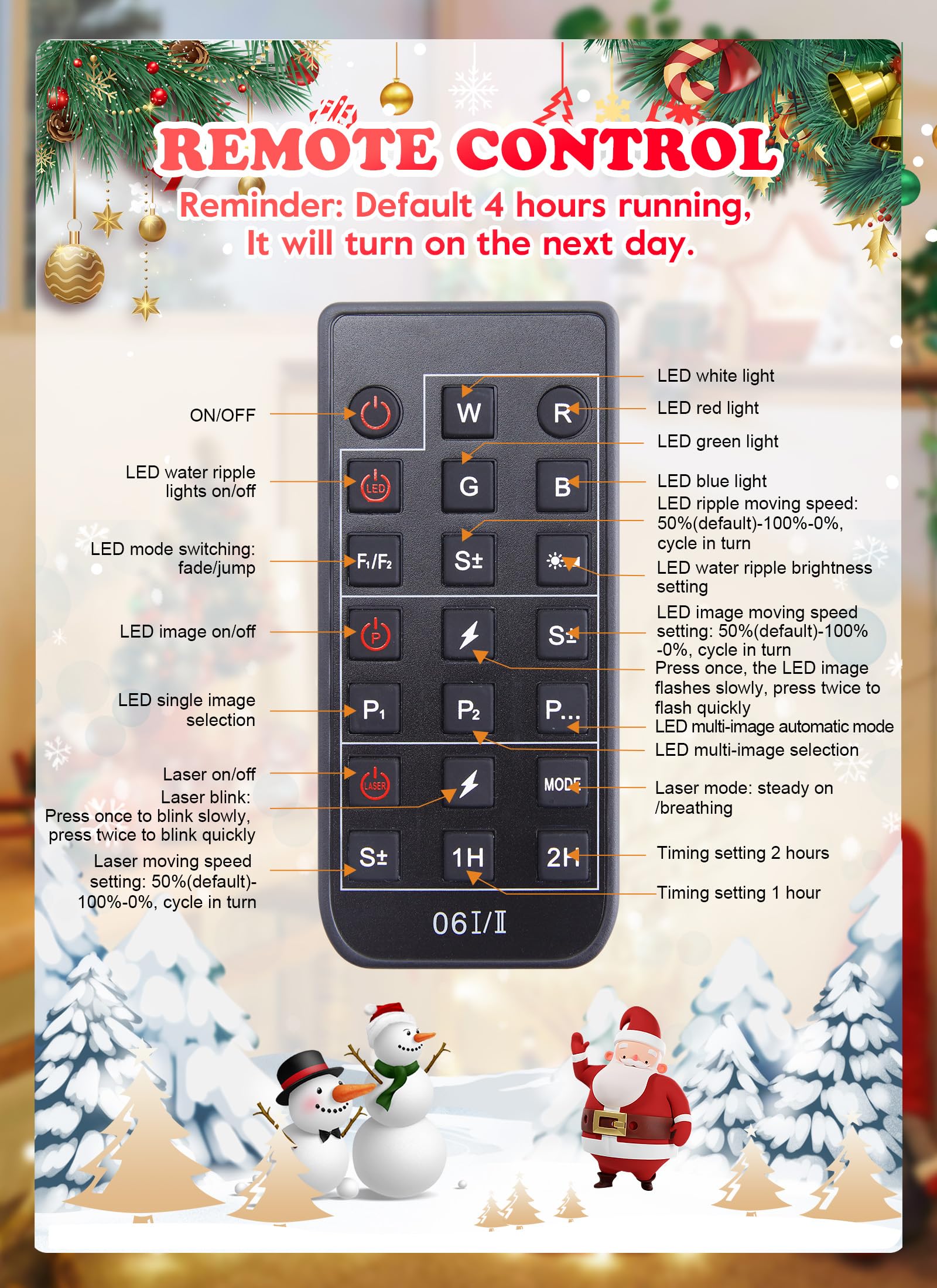 Minetom 3 in 1 Christmas Projector Lights Outdoor 21 HD Effects (3D Ocean Wave + Patterns+Red Green) Waterproof with Timer Hallo