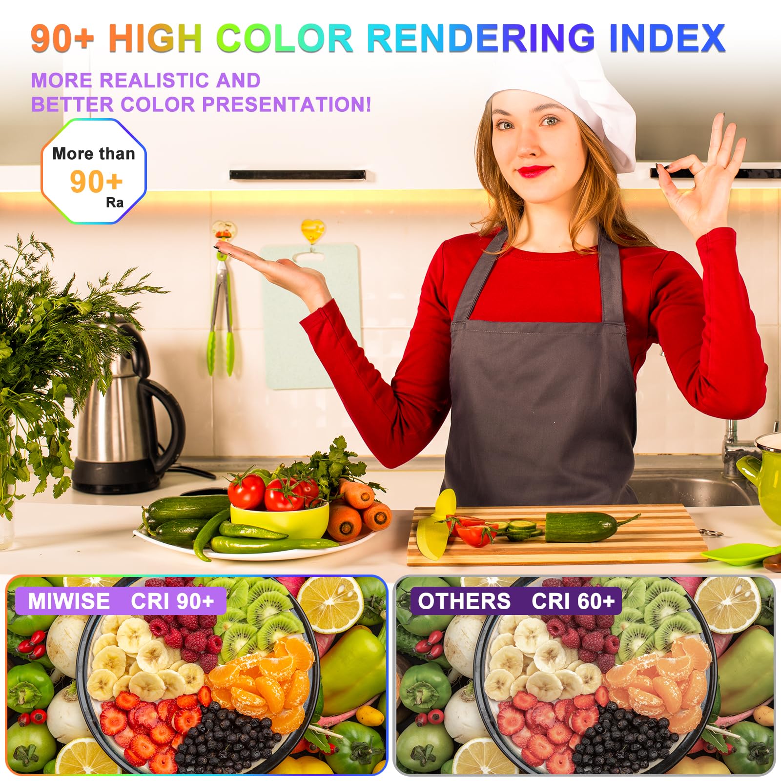 Miwise Cob Led Strip Light 20Ft/6.1M,Cri 90+ Warm White 2700K High Lumen Dimmable Super Bright Flexible Dc24V Led Tape Light With Controller/Dimmer,For Cabinet Home Office Diy Lighting Projects