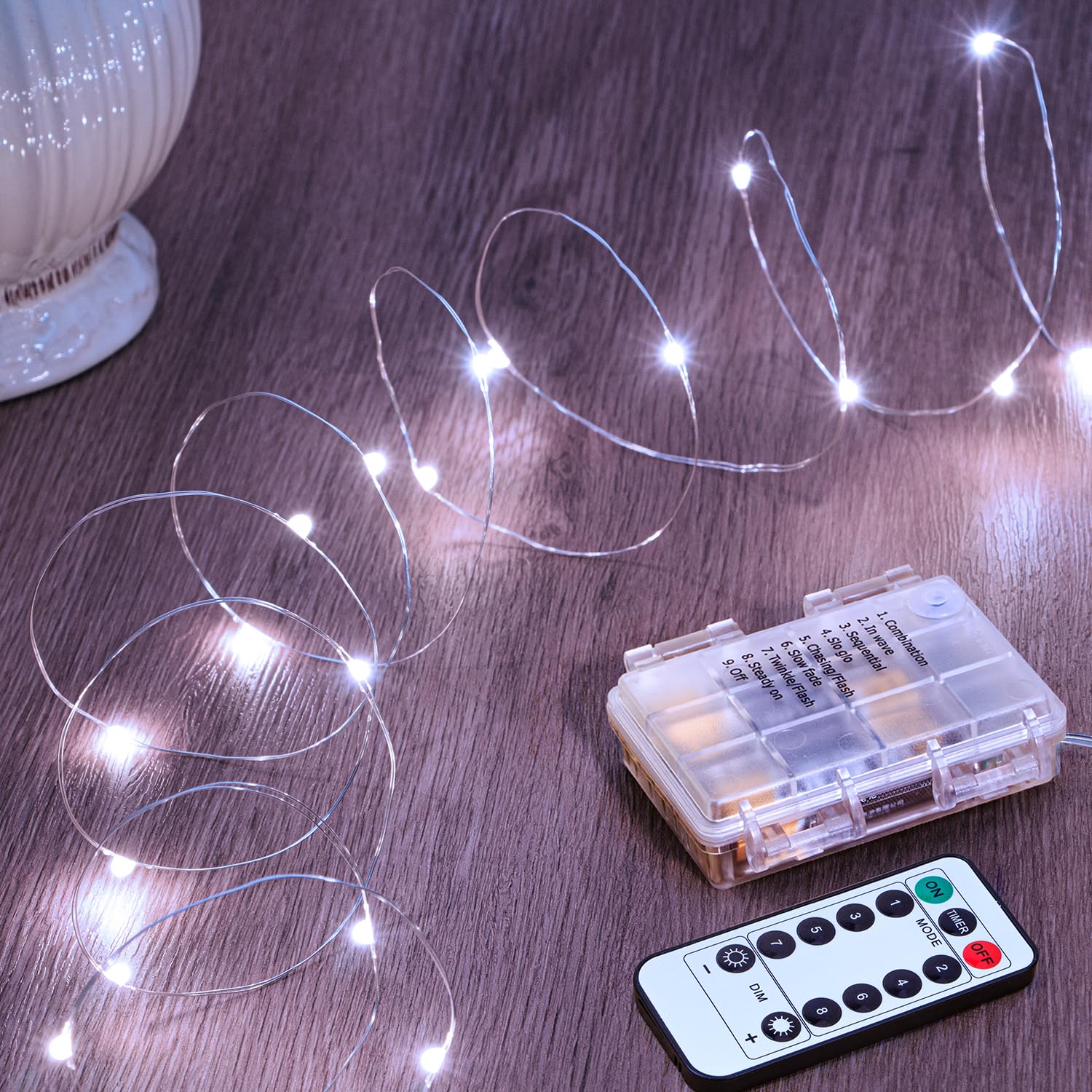 Metaku 2 Pack 33Ft 100 LED Fairy Lights Battery Operated String Lights with Remote Timer, LED Twinkle Lights for Bedroom, Party, Wedding, Tree, Centerpiece, Christmas, White