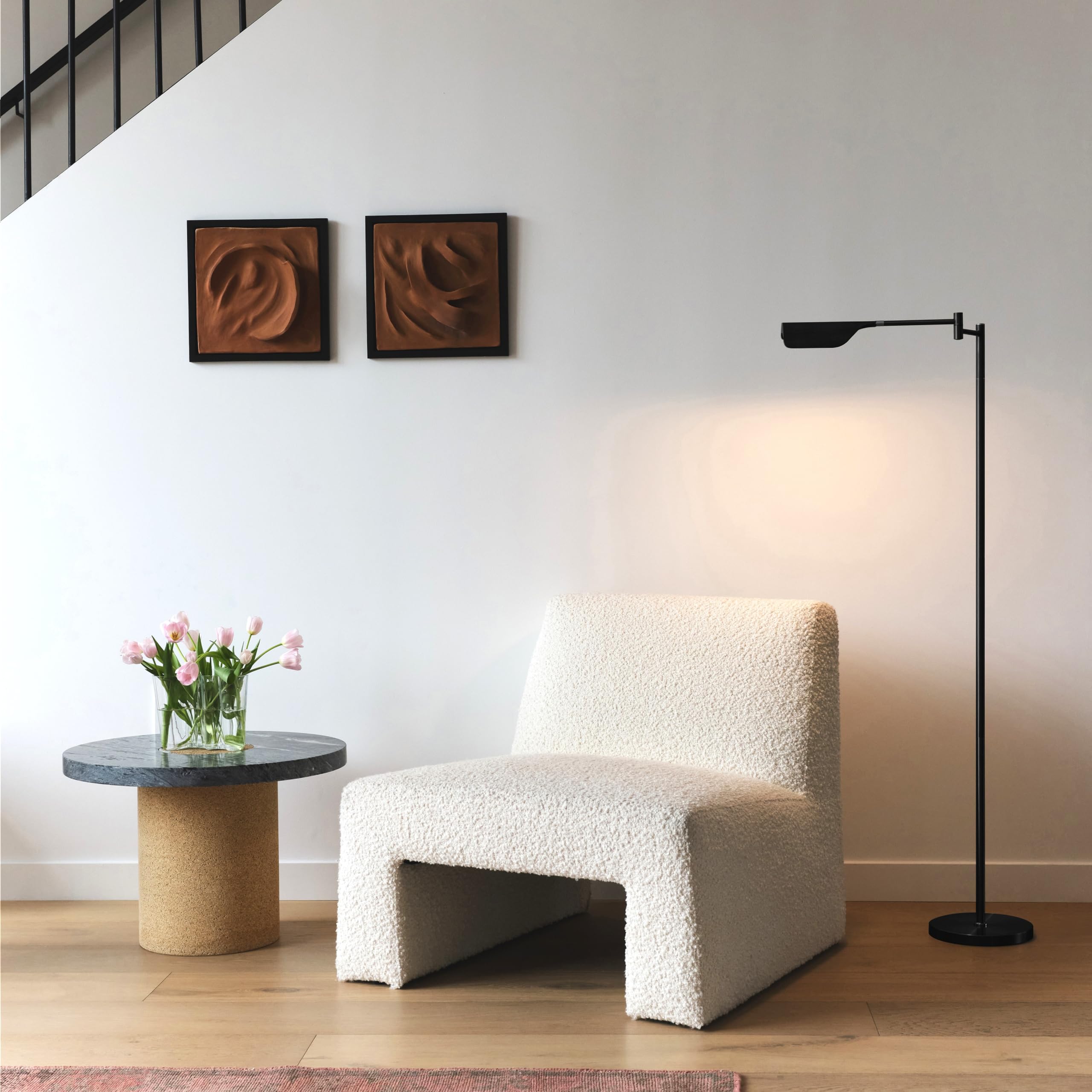 Brightech Leaf LED Reading Lamp, Dimmable Floor Lamp, Adjustable, Jet Black, Model 211179JB