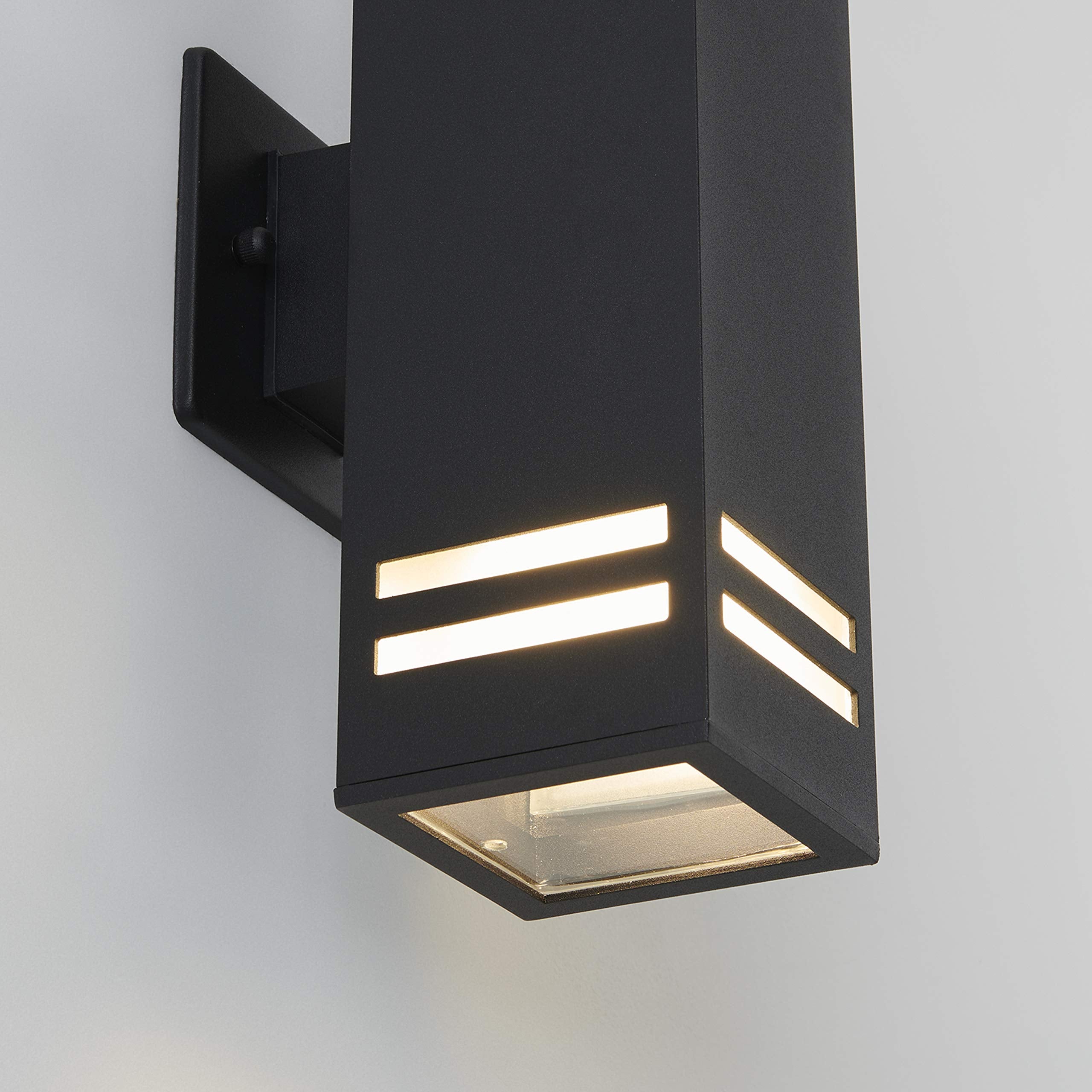 Artika Strike Modern Sconce Wall Light Fixture, 3-Way, Black Finish, Frosted Glass, Weatherproof
