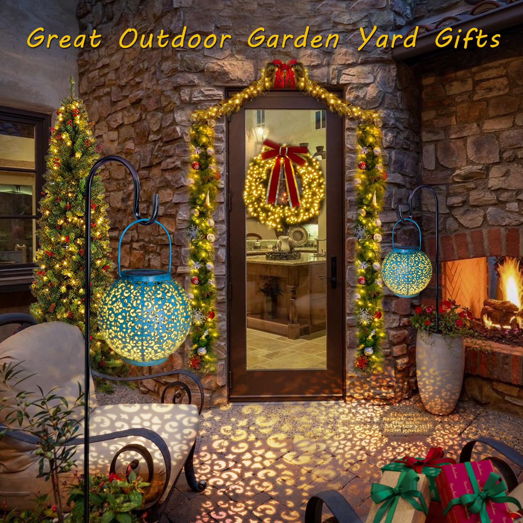 Go2garden Outdoor Solar Lanterns, Waterproof Teal Blue, Large 1 Pack, Garden Yard Decor Lights for Patio, Party, Birthday Gifts