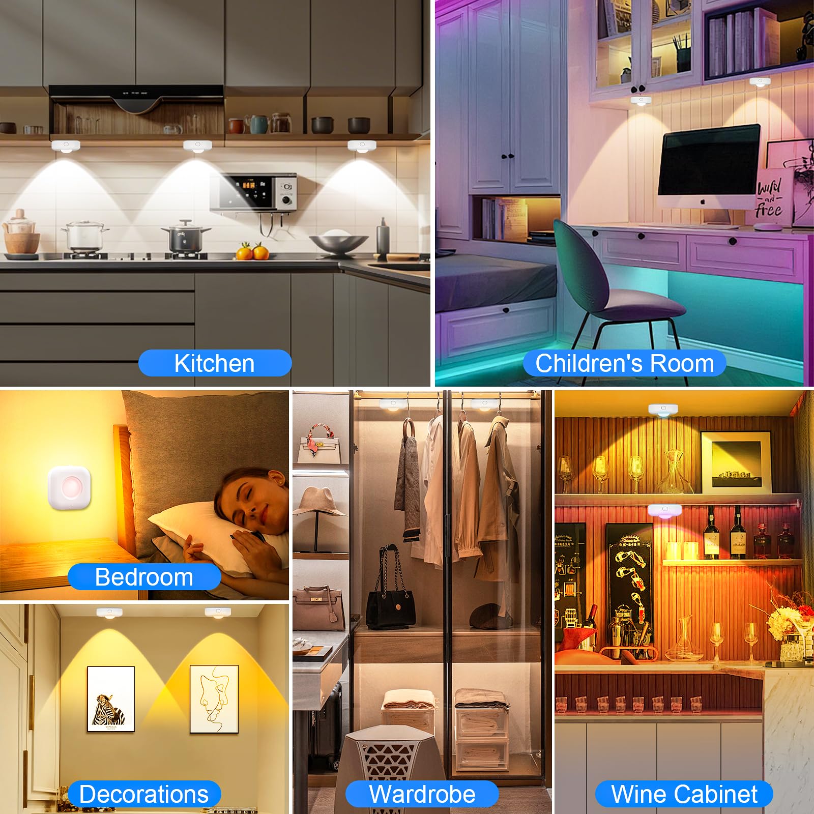 Puck Lights With Remote Control, Under Cabinet Lights Rechargeable, 1500Mah Battery,3 Color Temperatures, Dimmable Stick-On Ligh