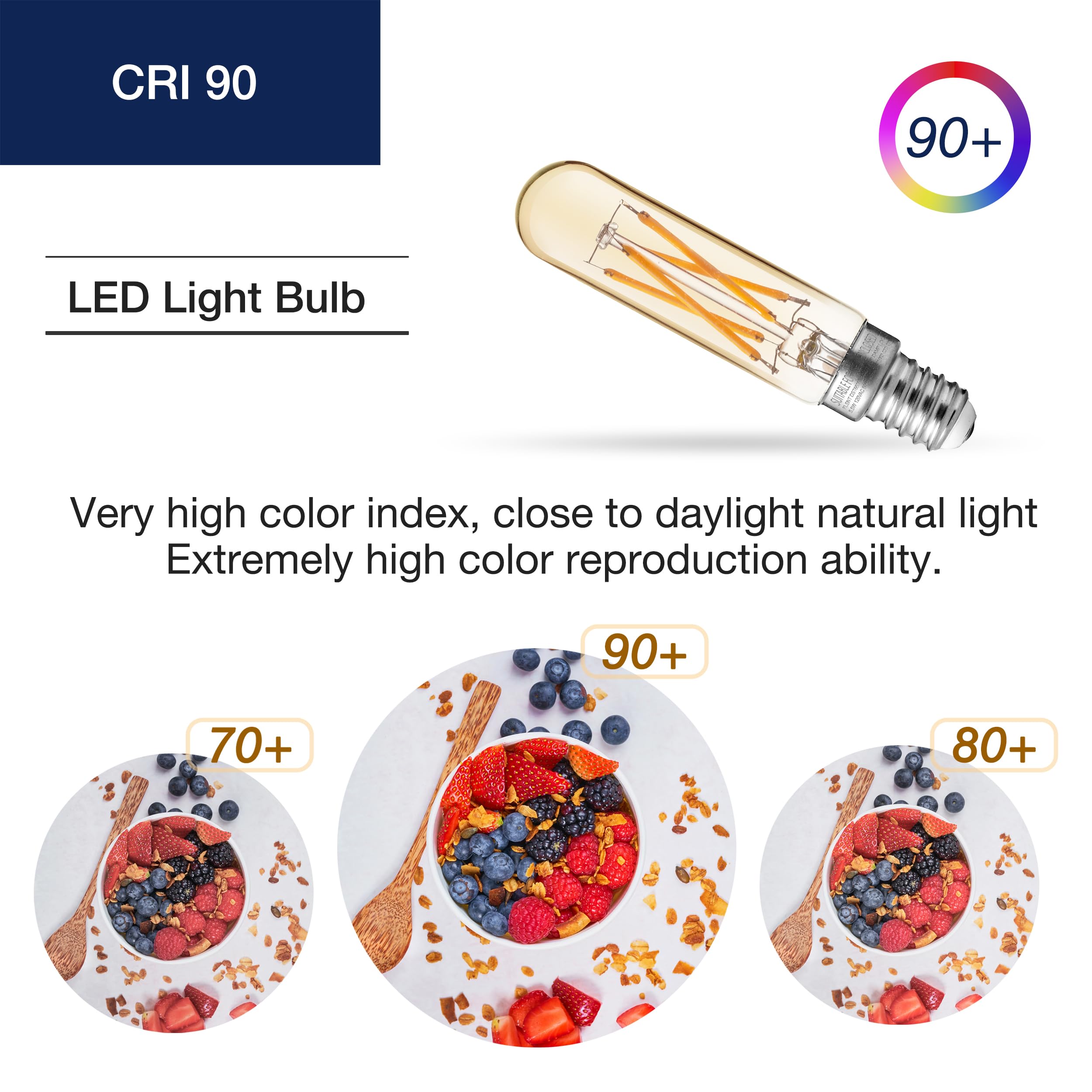 FLSNT Dimmable E12 LED Chandelier Bulbs, 60W Equivalent, 5.5W, 2200K Amber White, 450LM, 12 Pack, Glass