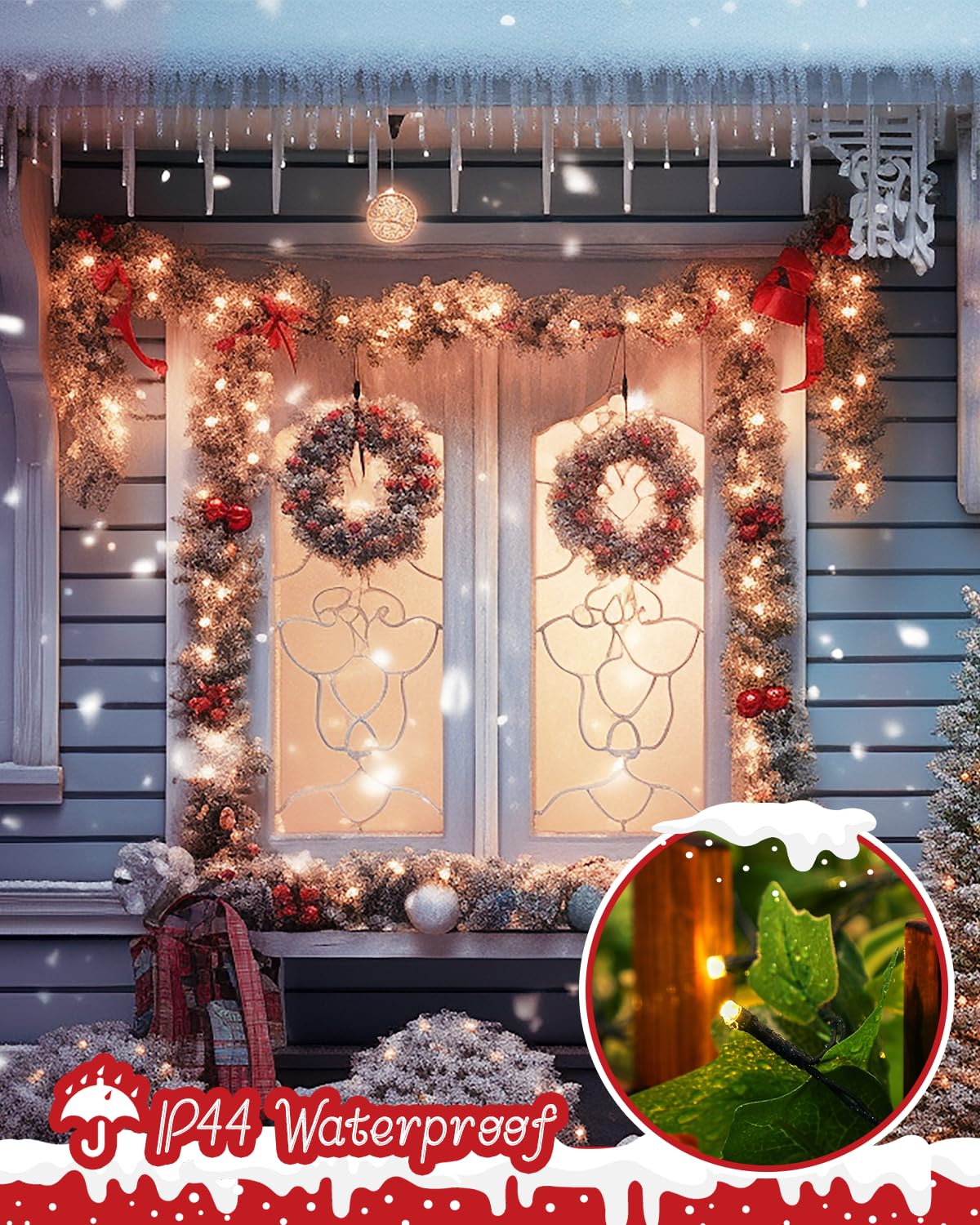 Minetom Christmas Lights, 128Ft 400 Led Outdoor Christmas Tree Lights With Remote, 8 Modes Christmas String Lights Plug-In Mini