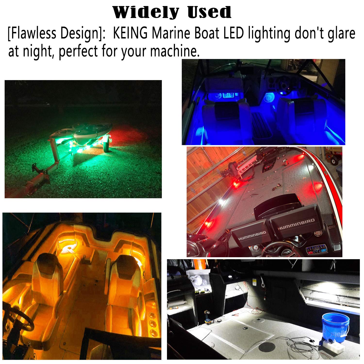 KEING 10 Pack Waterproof Marine LED Lights, 12V Underwater & Interior Lighting for Boats, Yachts, Fishing, Pontoon, Sailboats - White